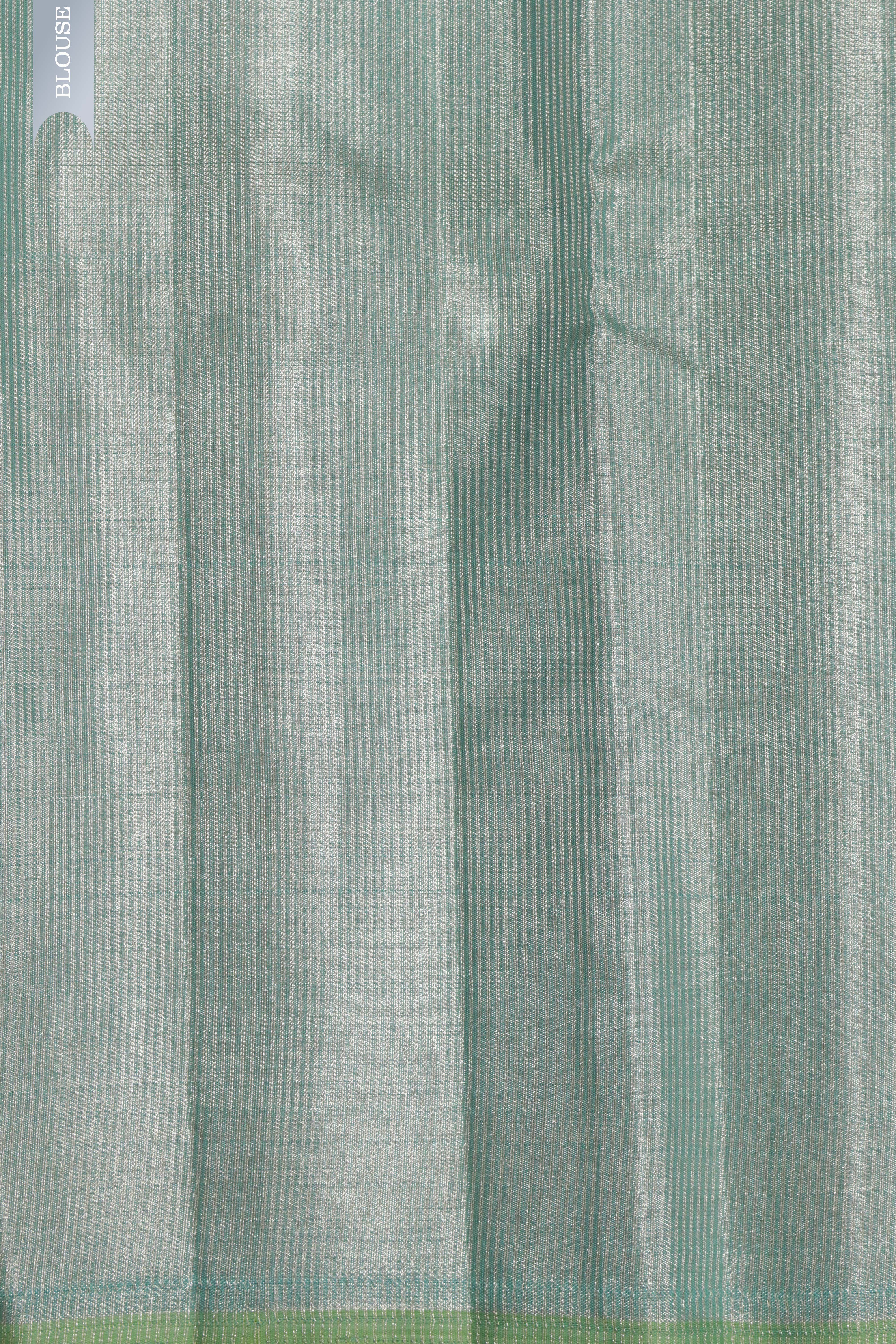 Ice Blue Kanchipuram Tissue Saree with Silver & Gold Jaal Motifs and Self Zari Border