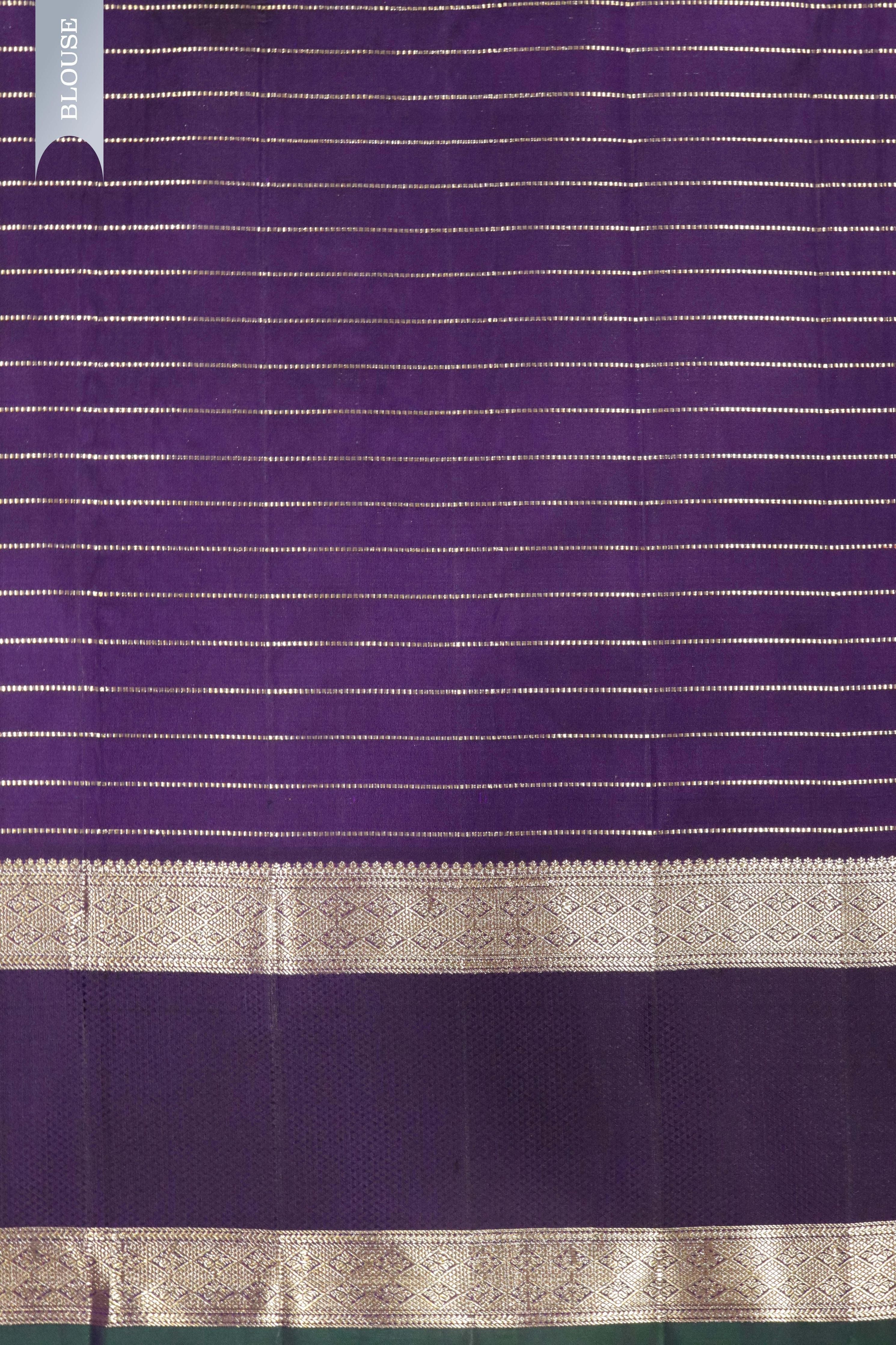 Purple Kanchipuram Silk Saree with Fancy Zari Checks and Zari Border - Mokshaa