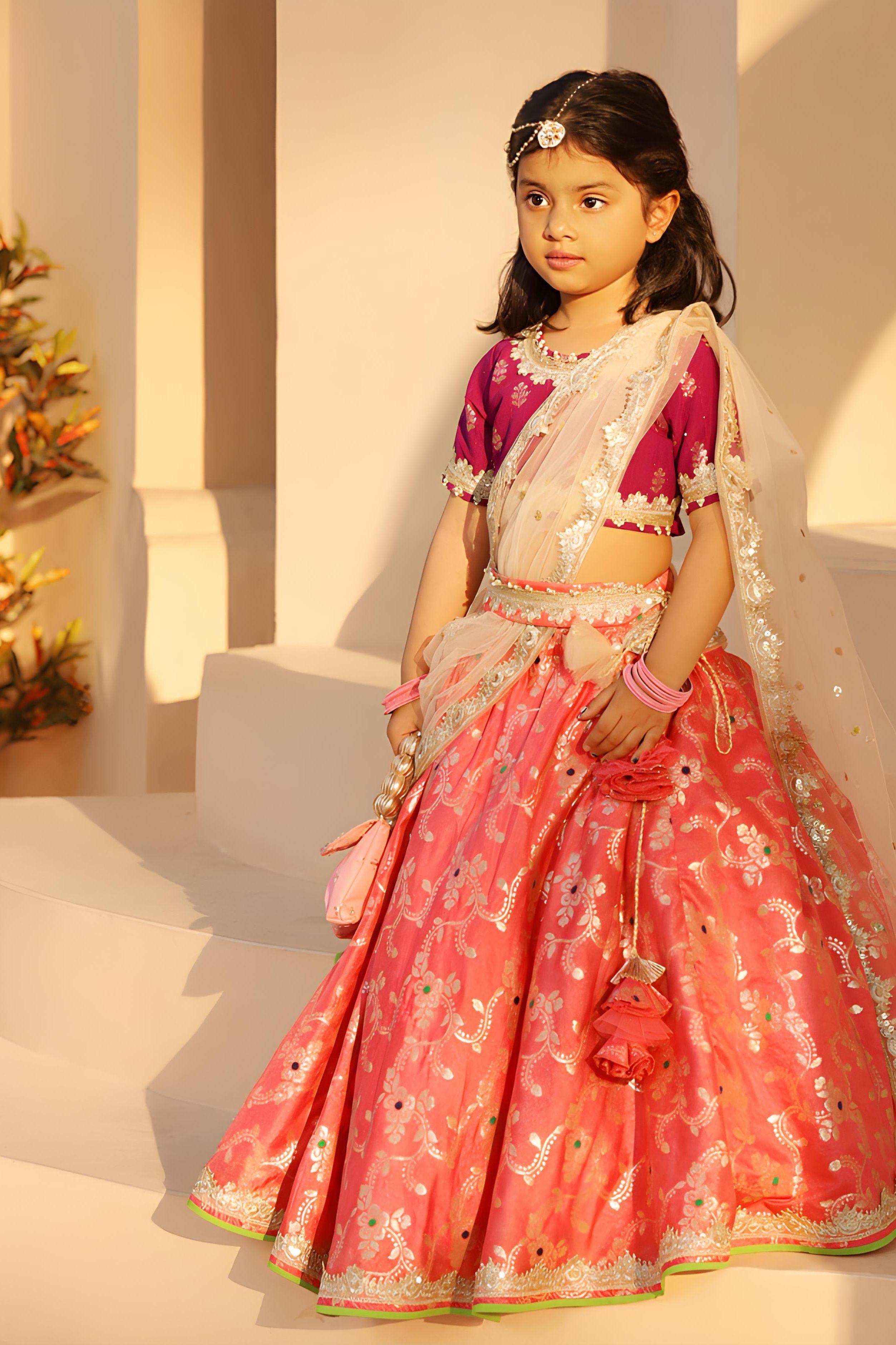 Purple Brocade Choli lehenga Set - Mokshaa