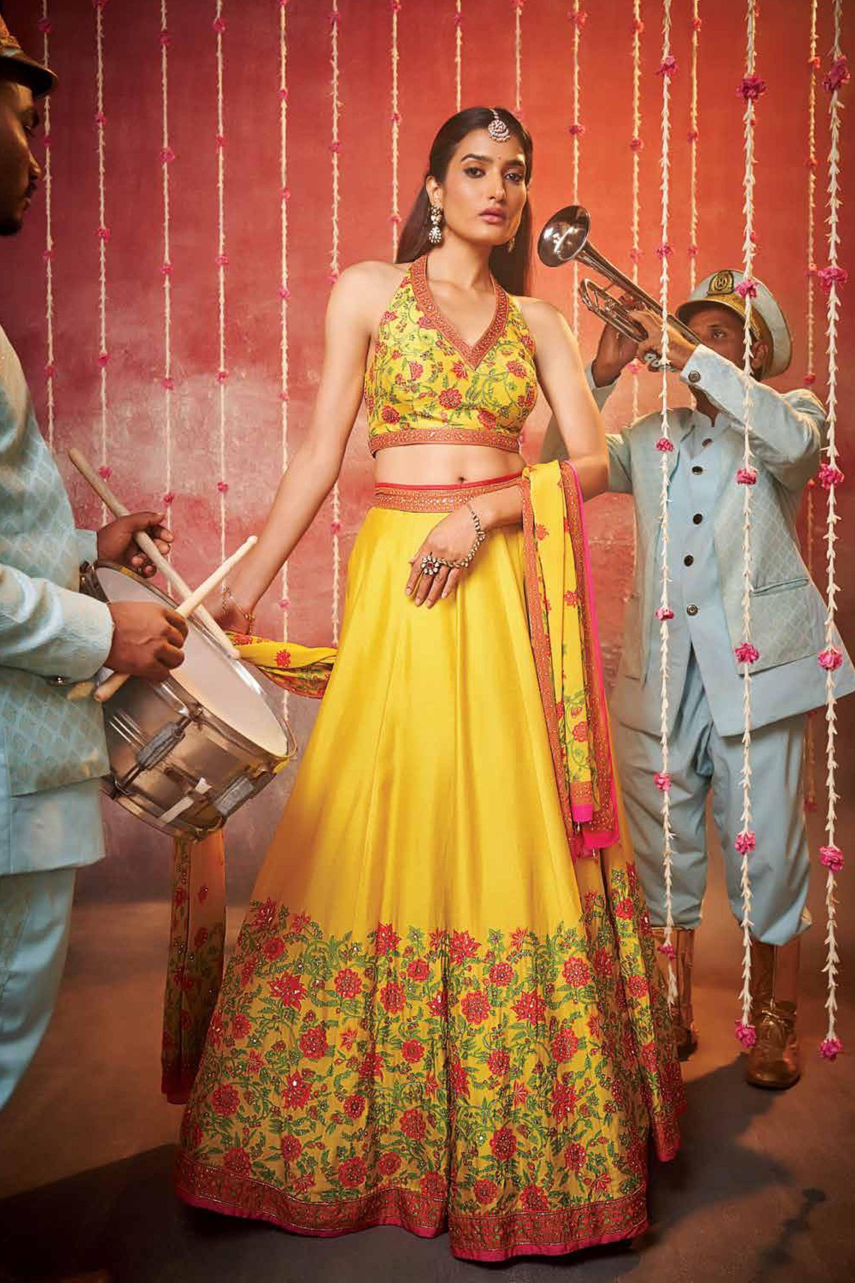 Radiant Yellow printed Lehenga Set Mokshaa