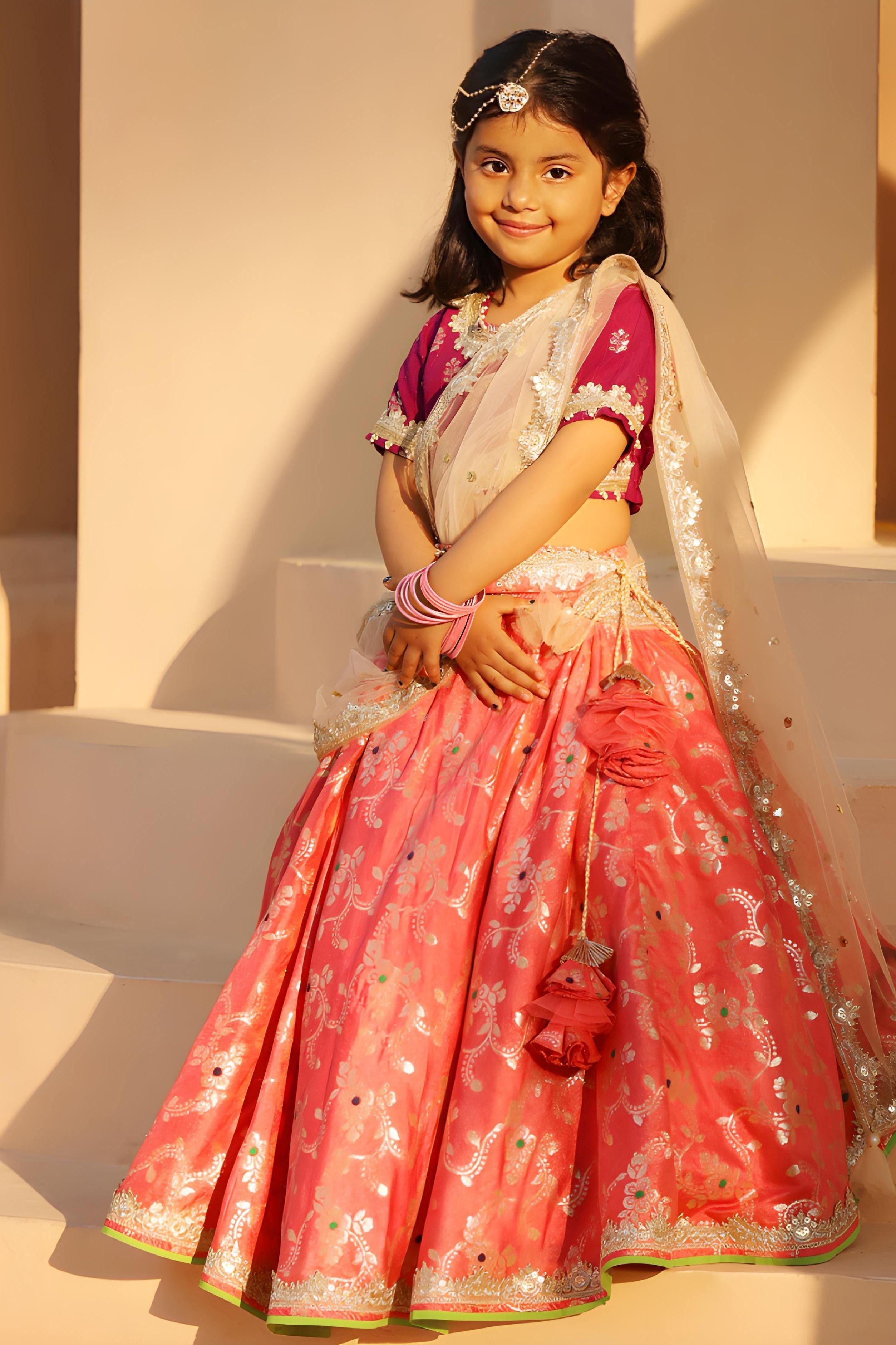 Purple Brocade Choli lehenga Set - Mokshaa