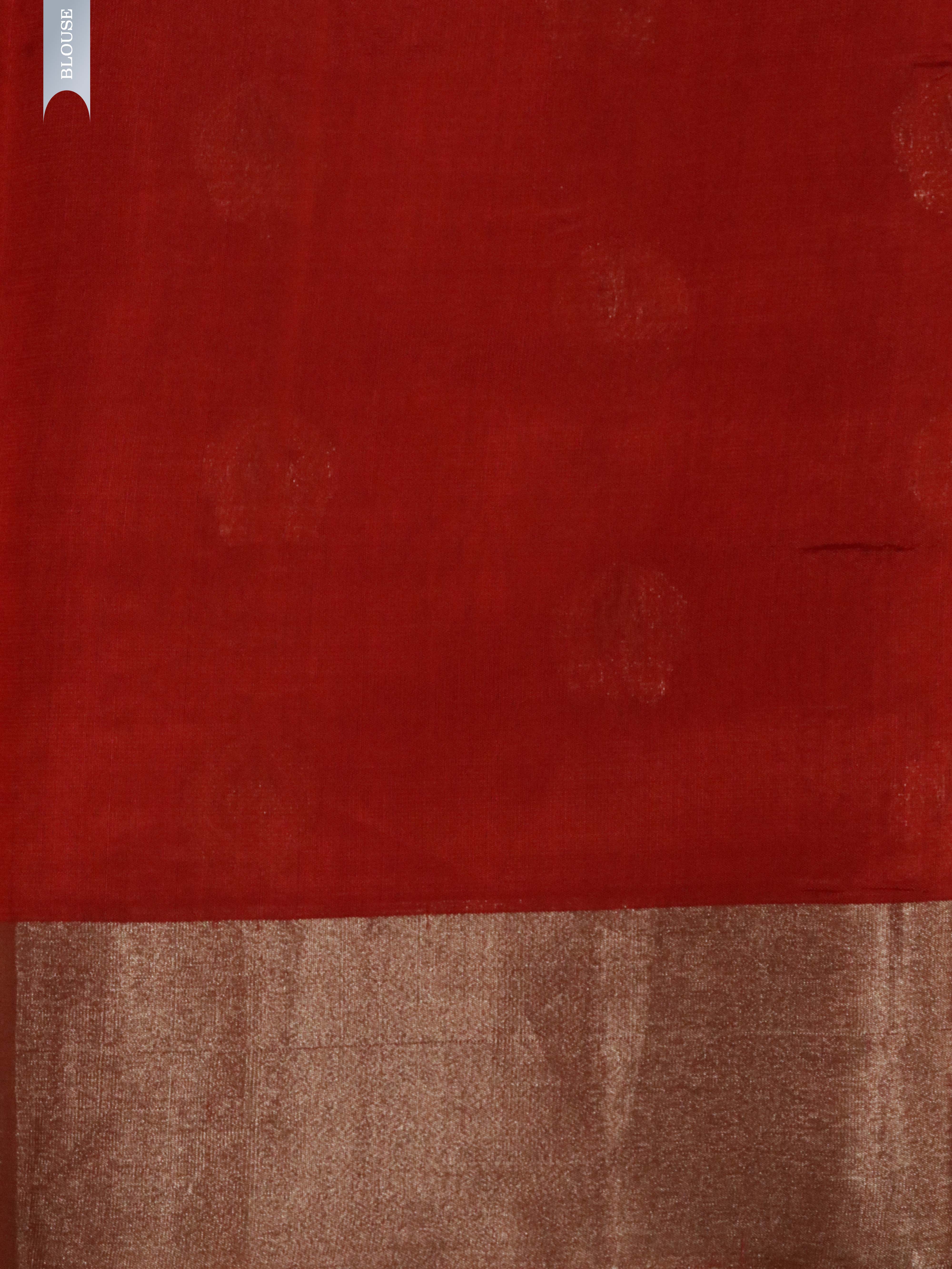 Orange Banarasi Chanderi Silk Saree with Silver & Thread Motifs