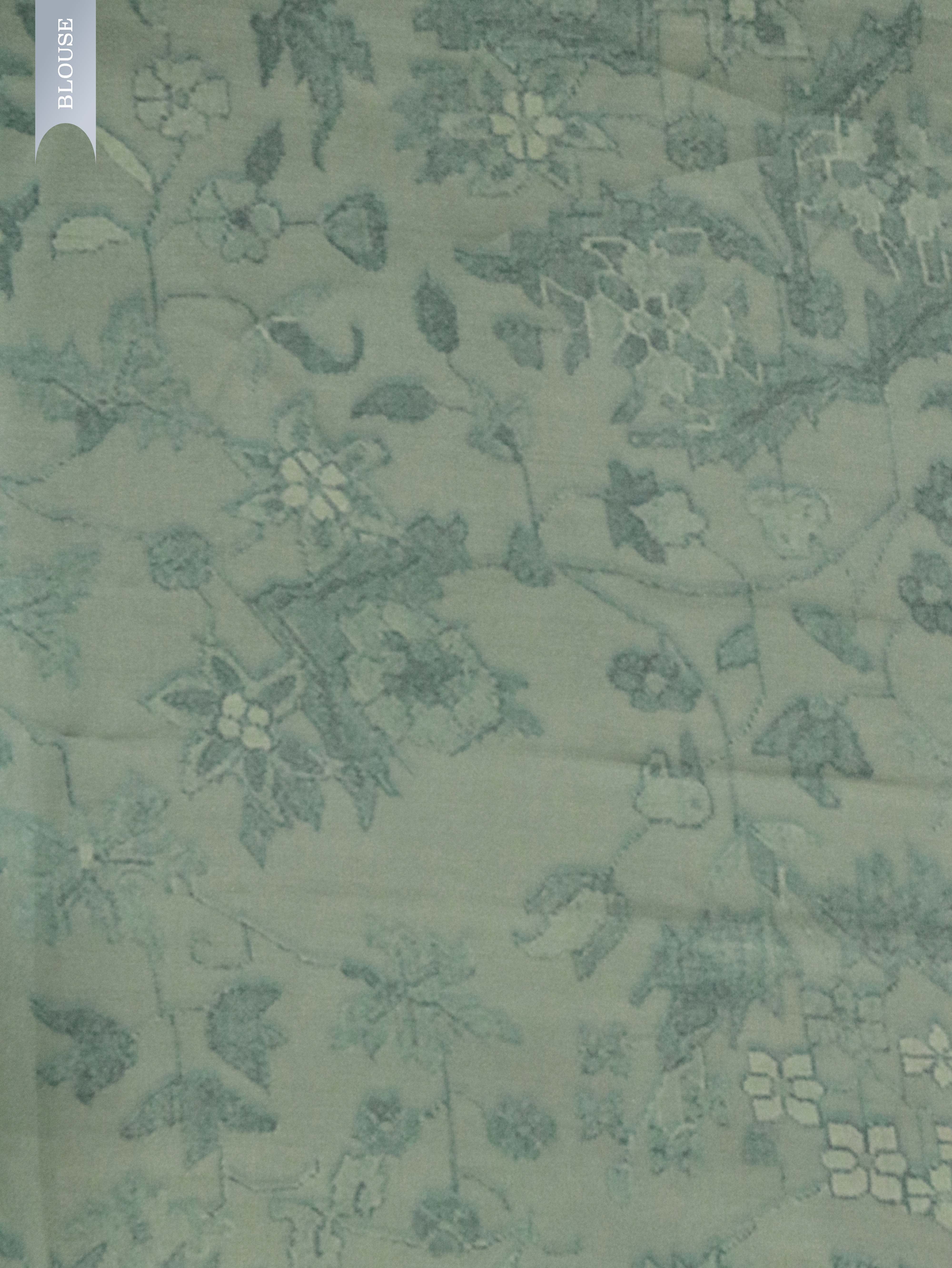 Turquoise Blue Banarasi Satin Silk Saree with All-Over Digital Print & Zari Border**