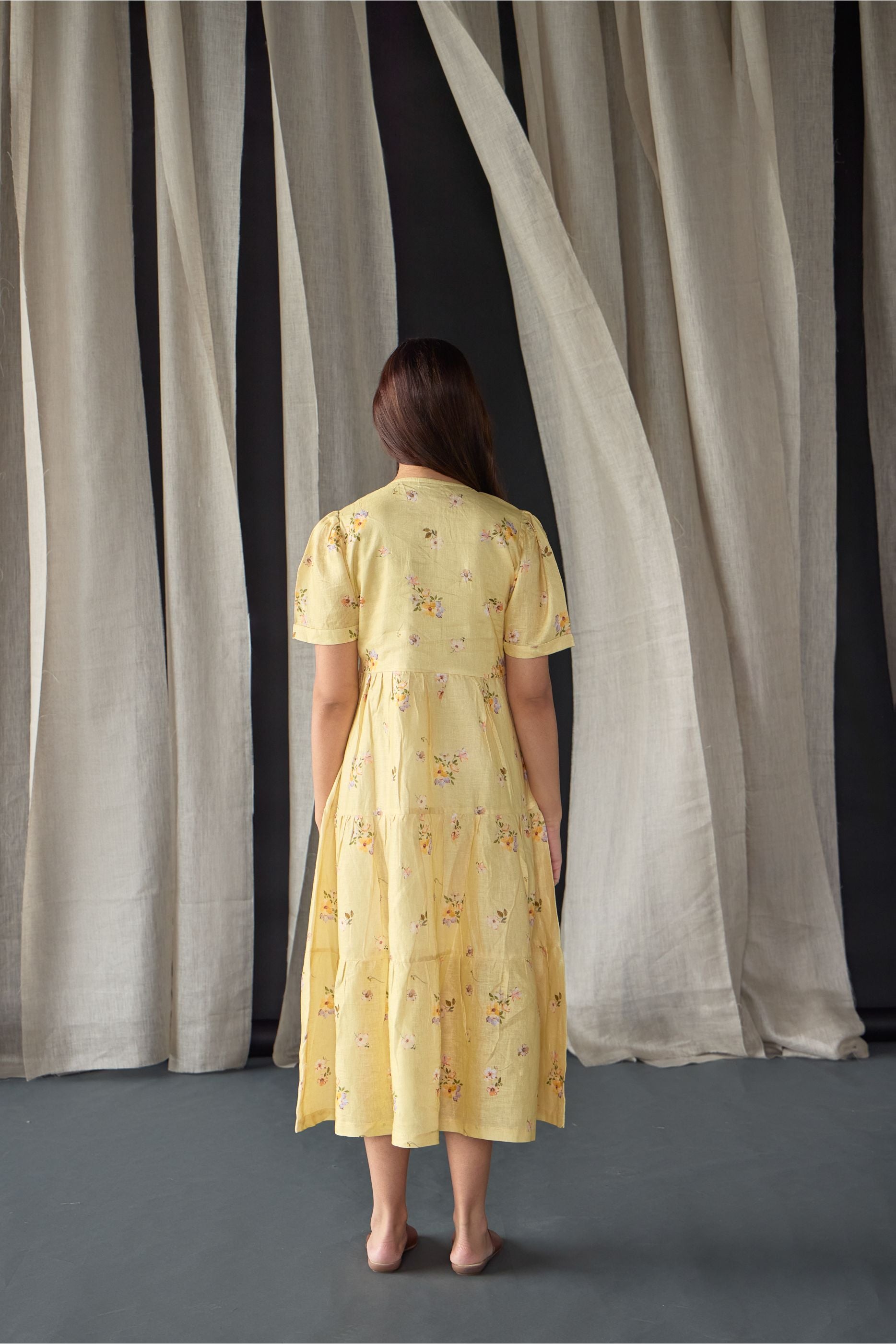 Butter Pure Linen Dress - Mokshaa