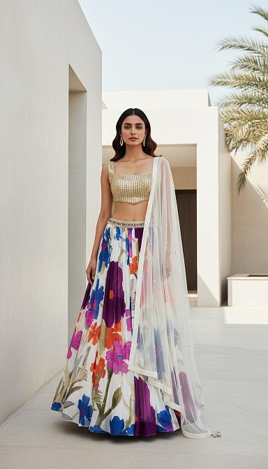 Ivory Lumina Garden Lehenga Set