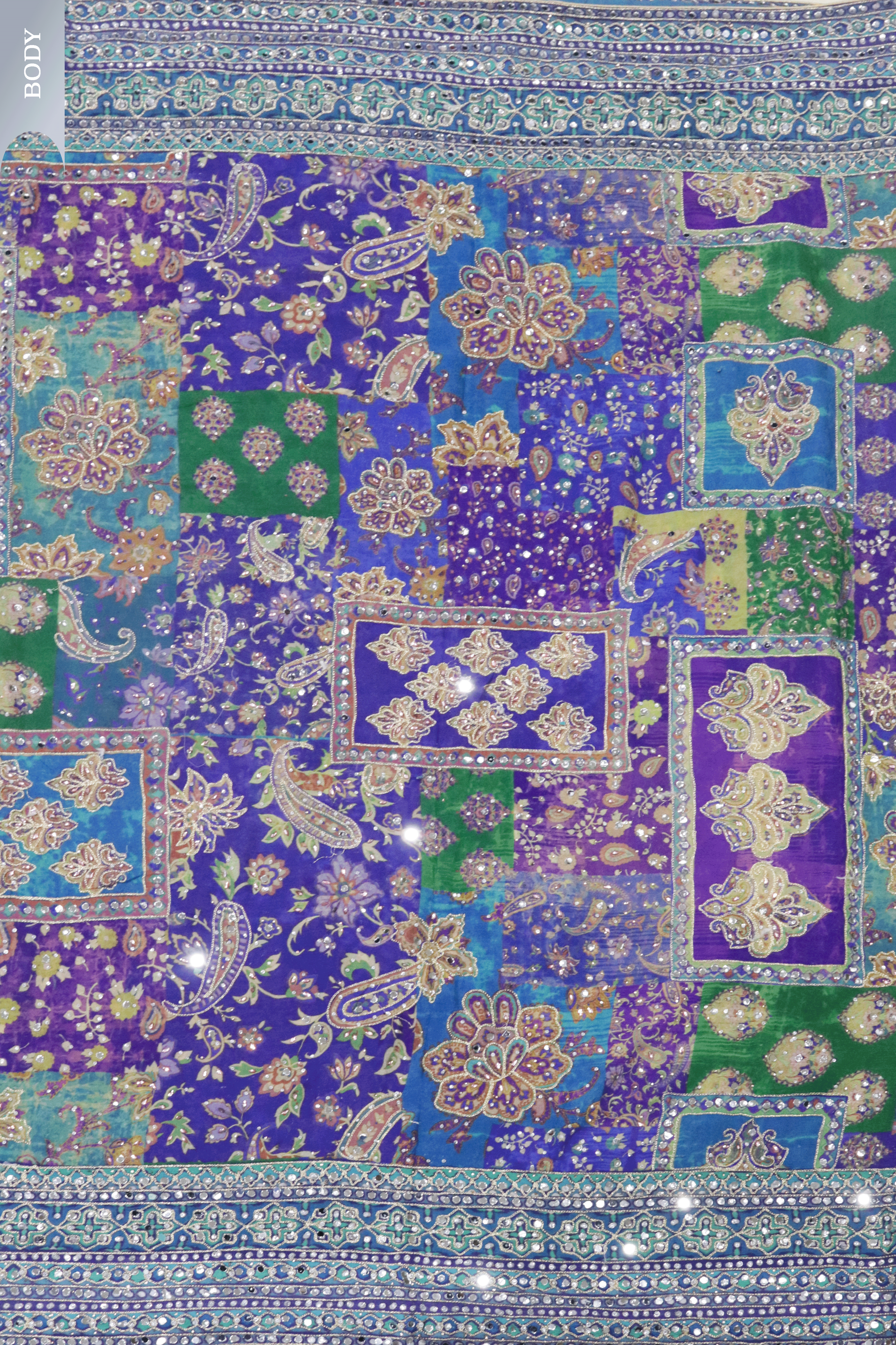 Blue Georgette Mirror Work Saree