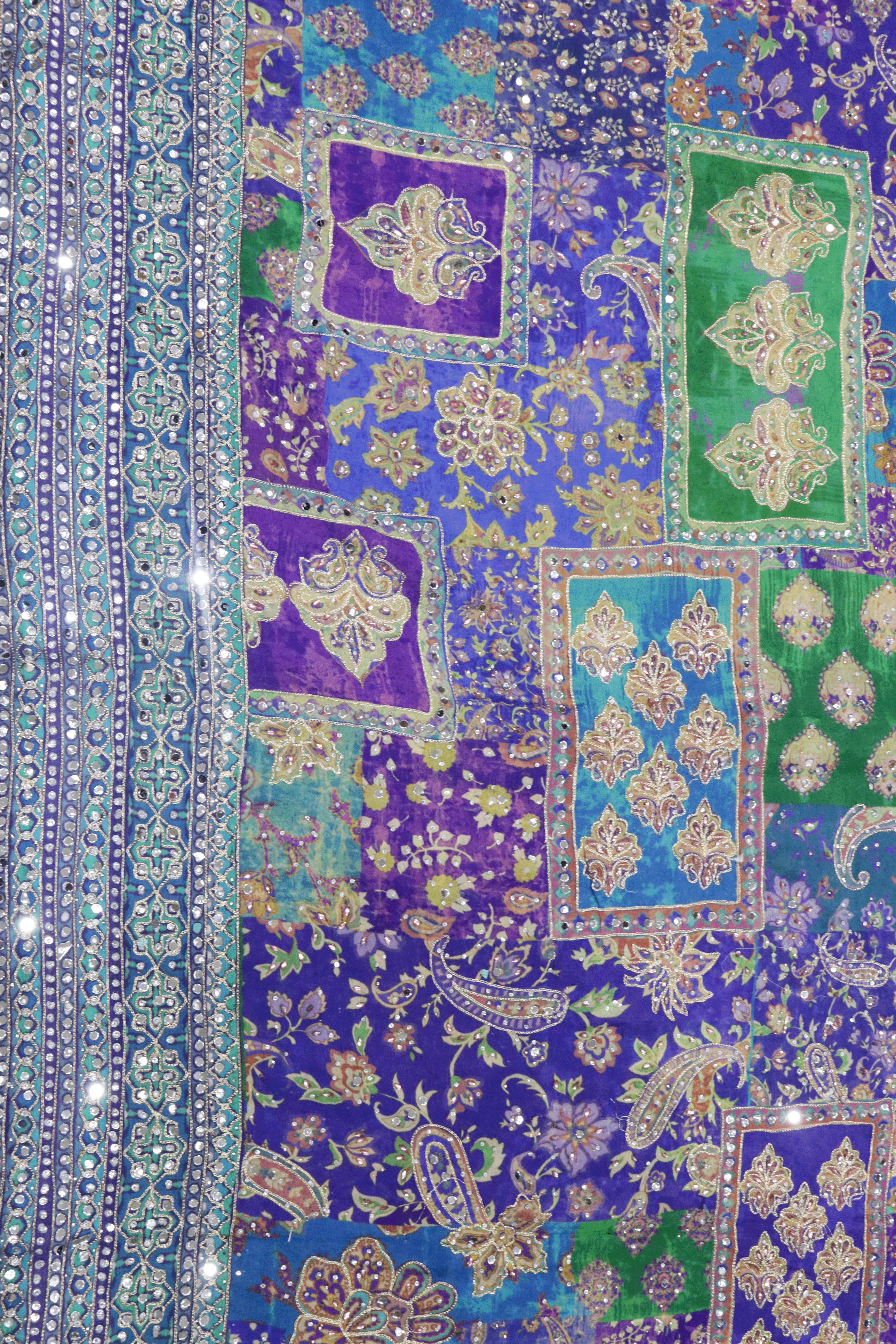 Blue Georgette Mirror Work Saree