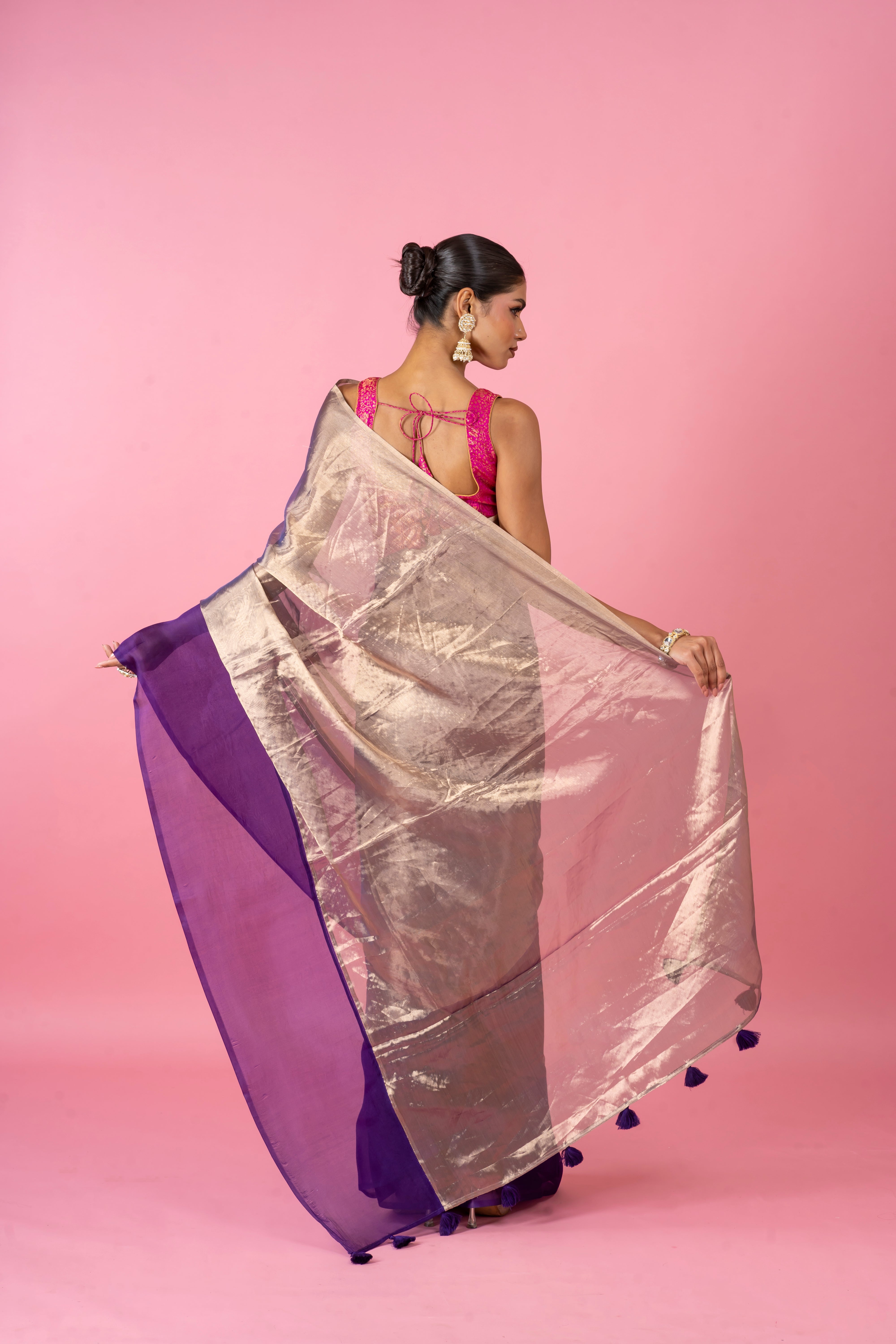Red Tissue Organza Saree with Lustrous Ombre and Red Border (Copy) Mokshaa
