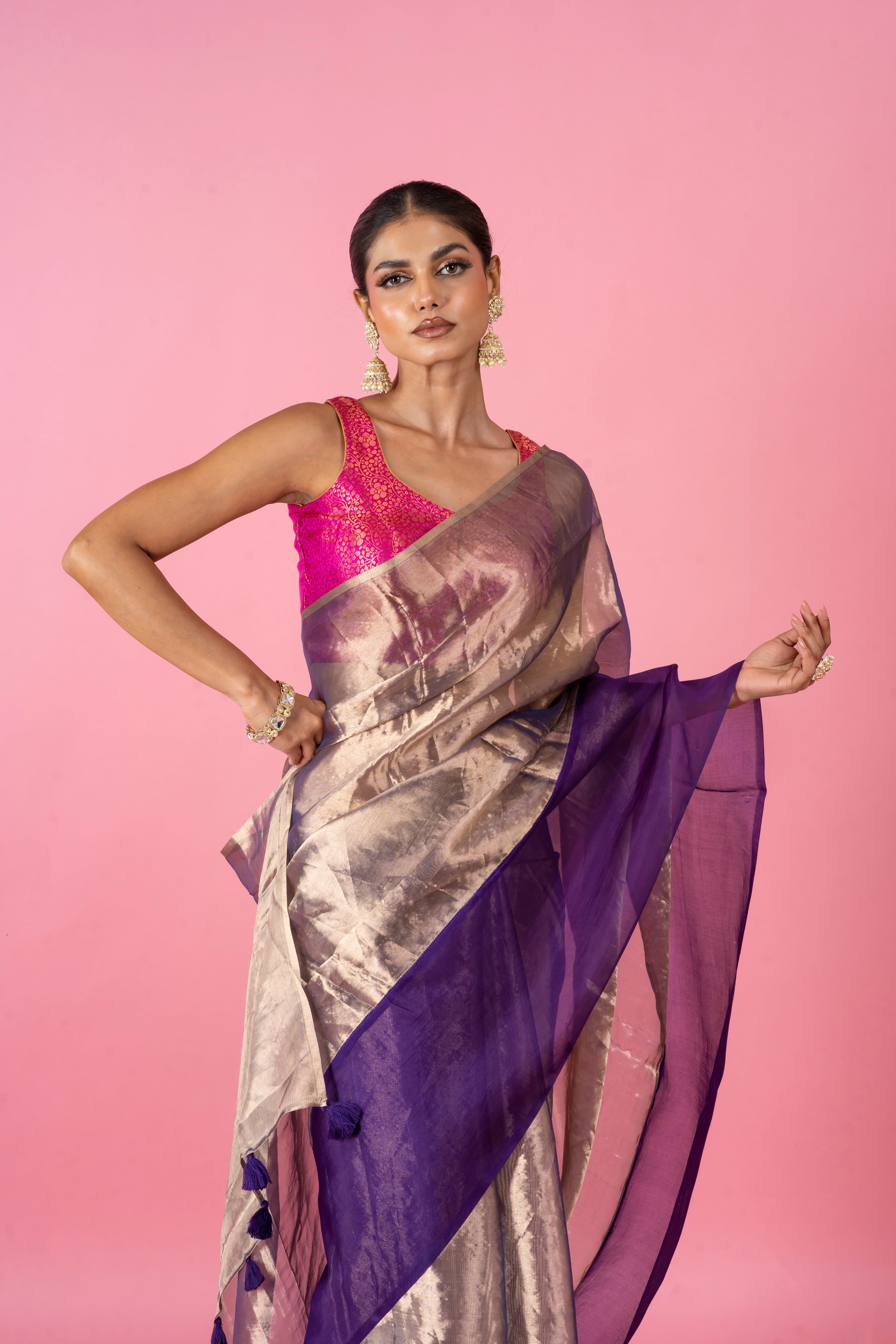 Red Tissue Organza Saree with Lustrous Ombre and Red Border (Copy) Mokshaa