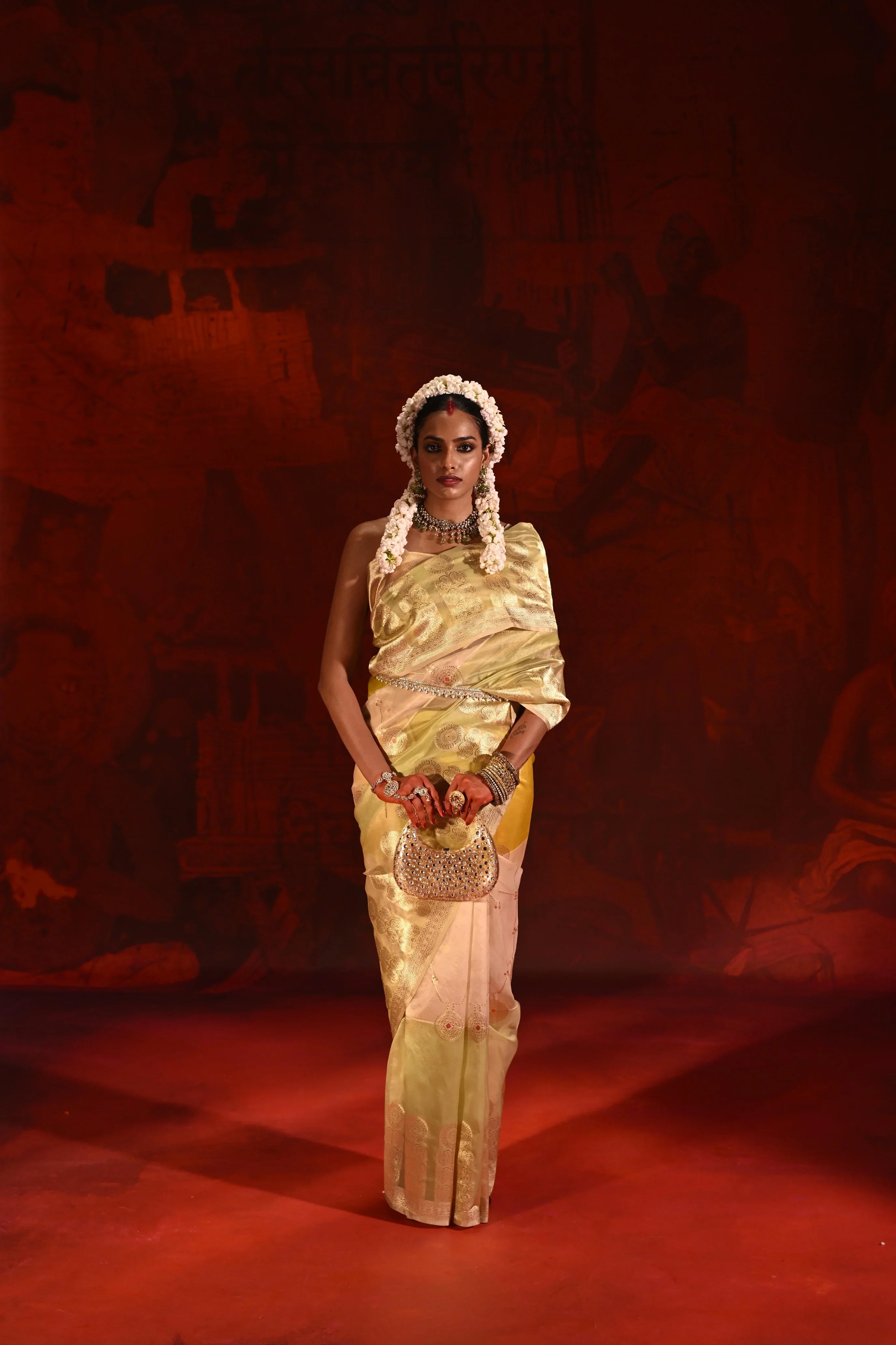 Multicolor Banarasi Kora Silk Saree with Fancy Weaving | Mokshaa