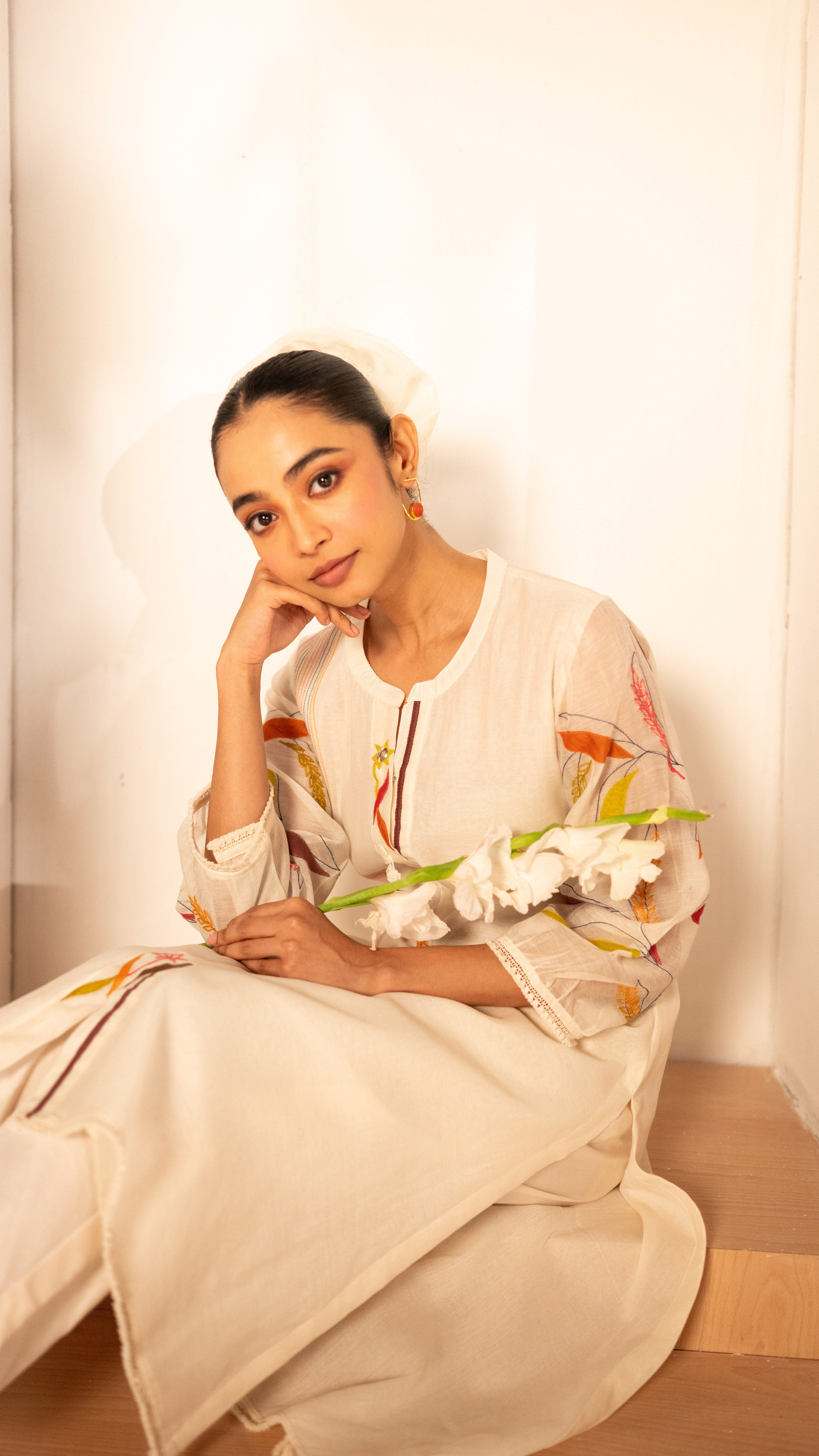 Ivory Mul Cotton A-line Tunic Set