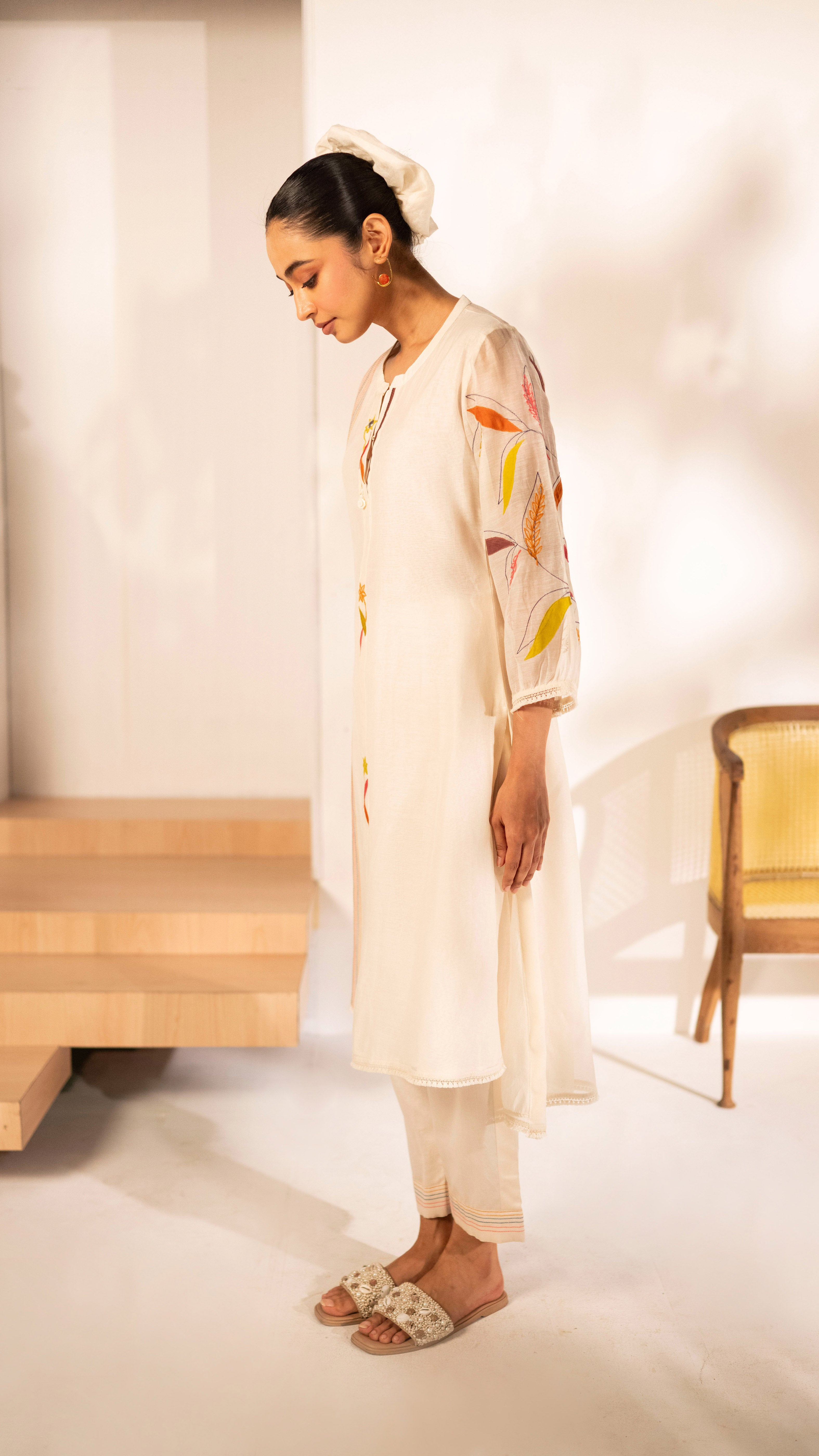 Ivory Mul Cotton A-line Tunic Set