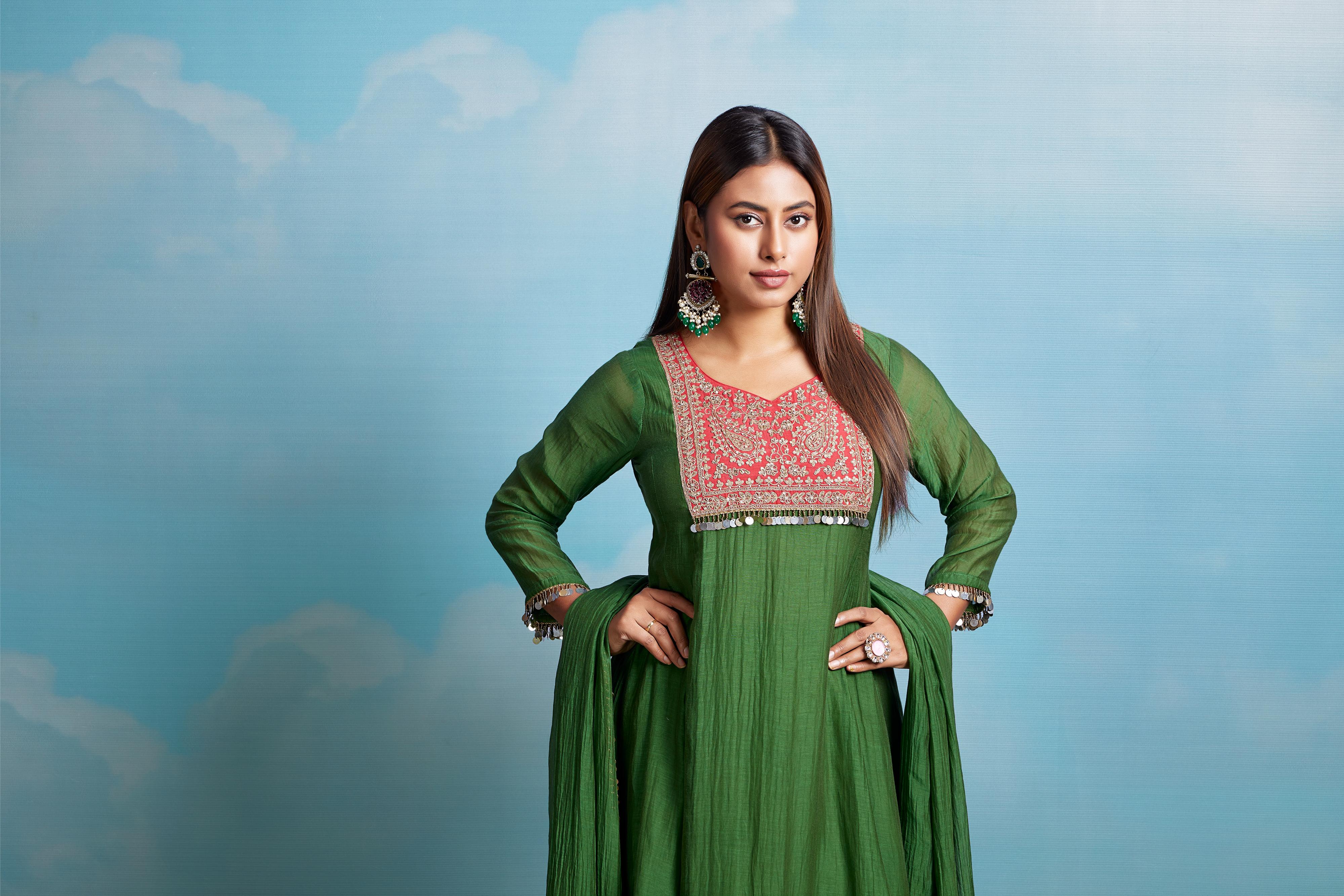 Emerald Green Mul Salwar Set