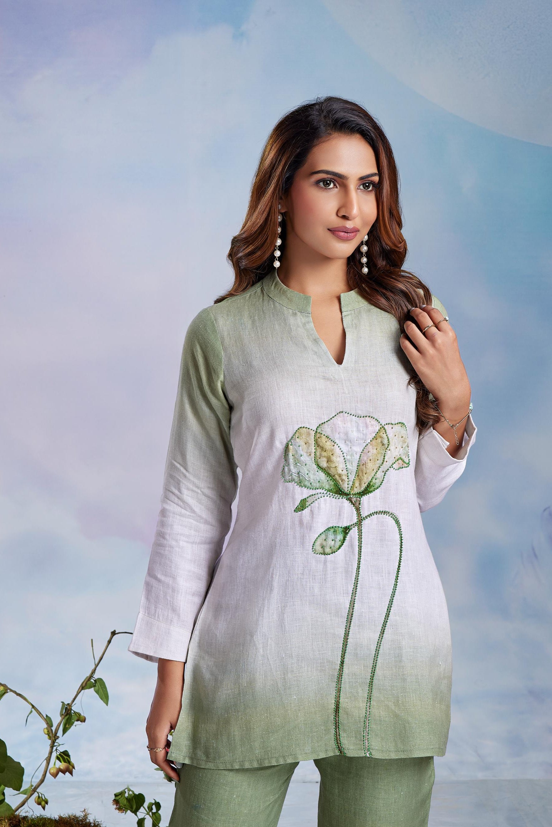 Sage Green Ombre Floral Co-Ord Set