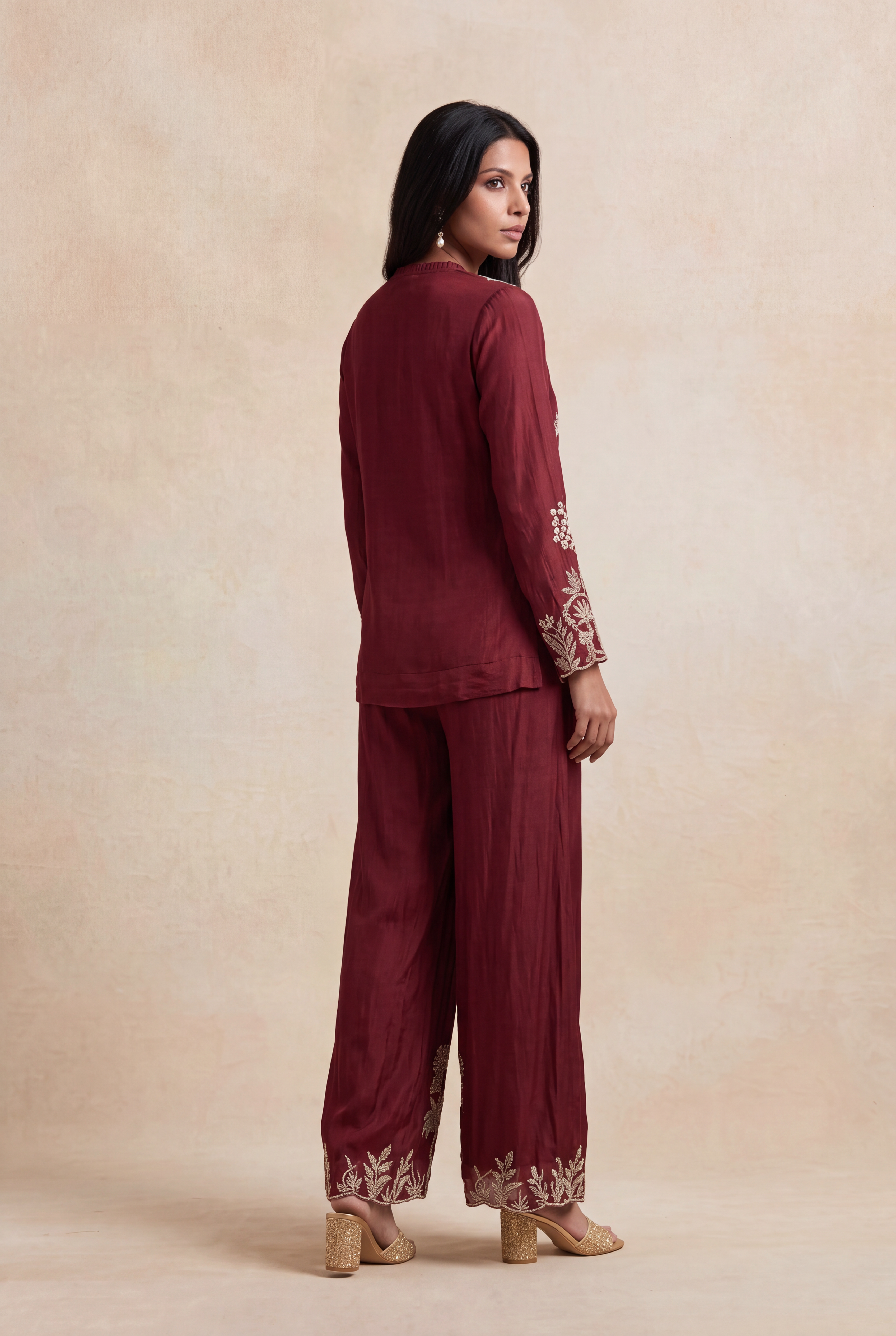 Wine Chinon Indo-Western Co-Ord Set