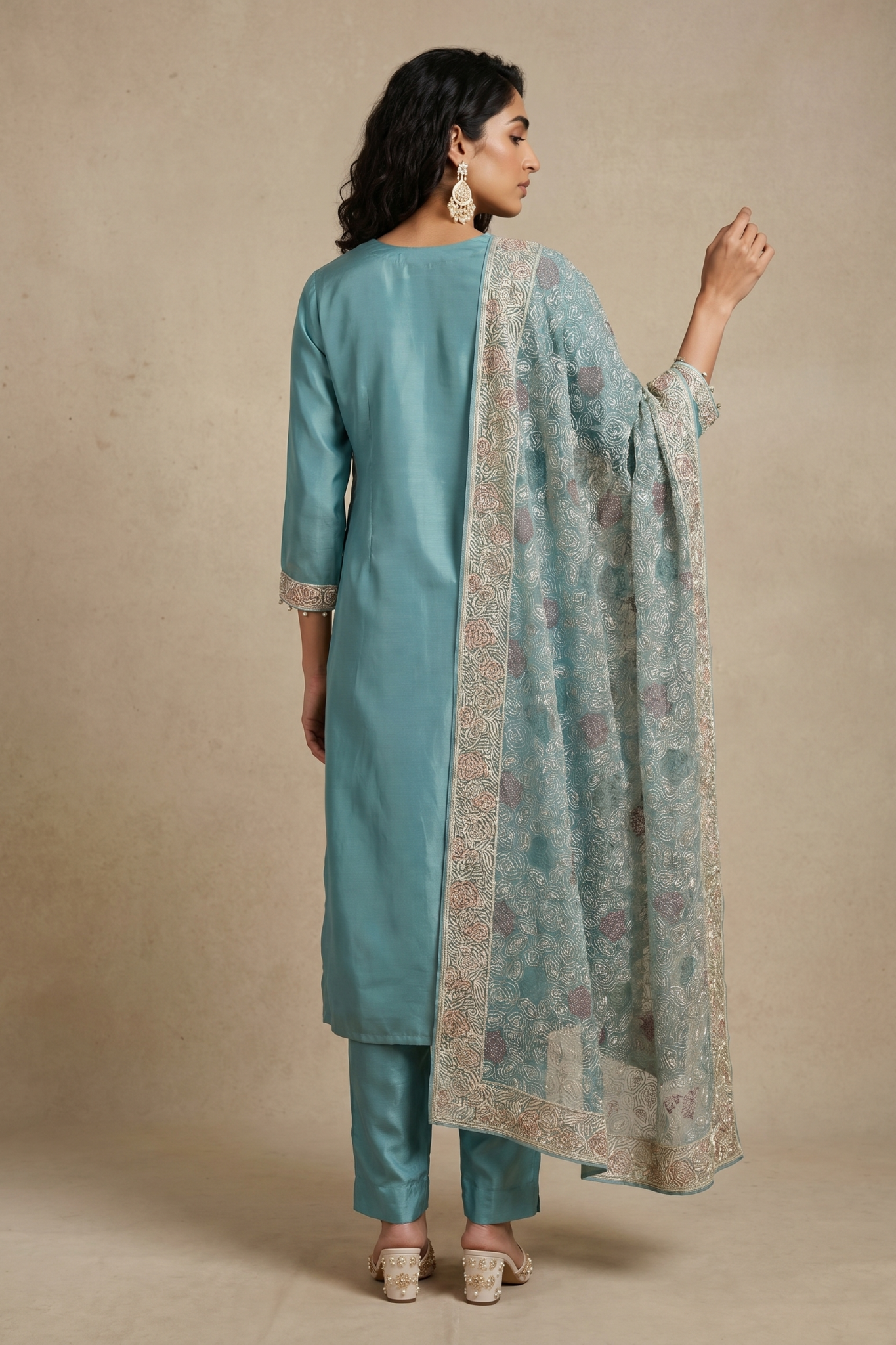 Powder Blue Soft Organza Salwar Set