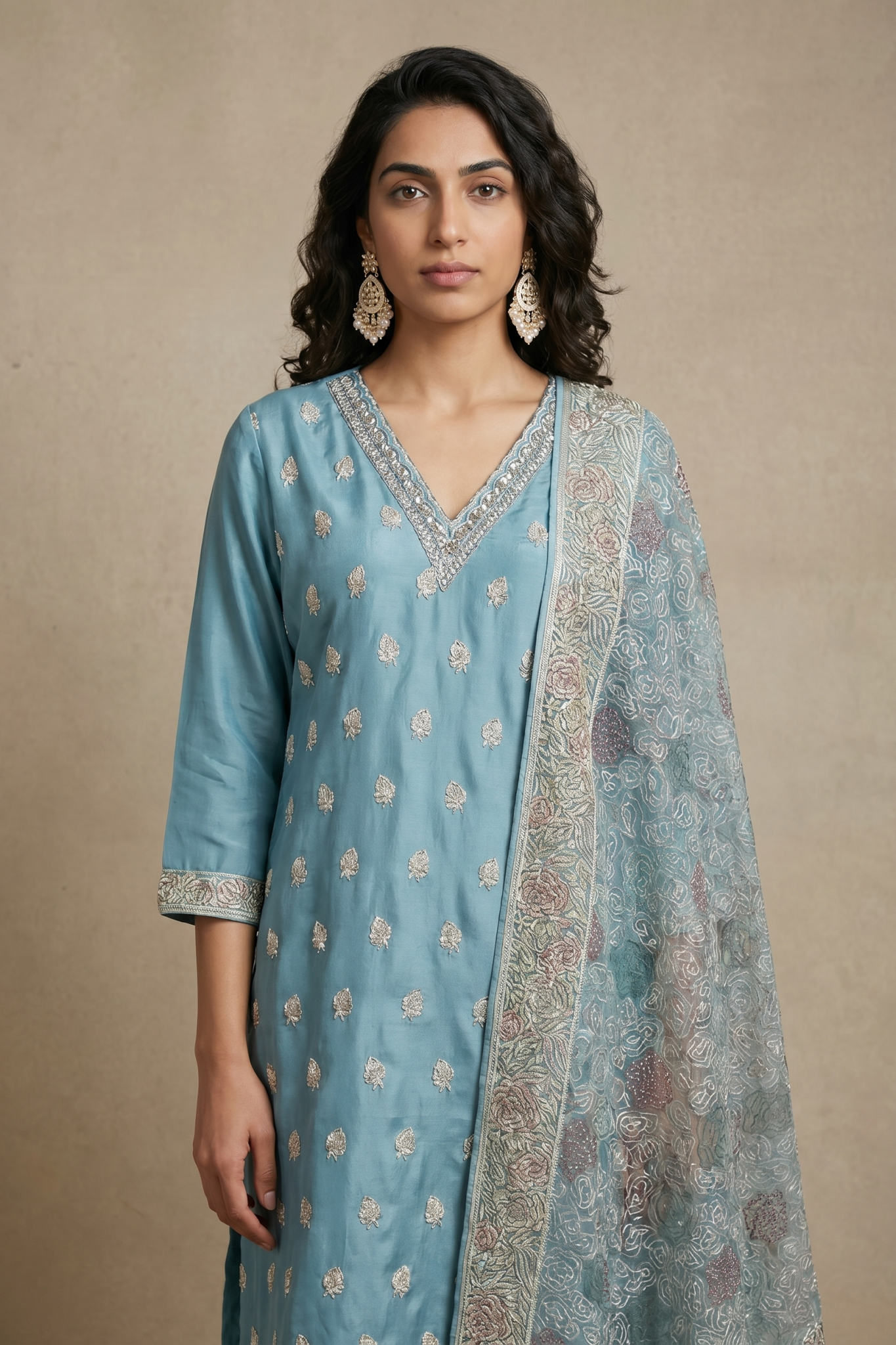 Powder Blue Soft Organza Salwar Set