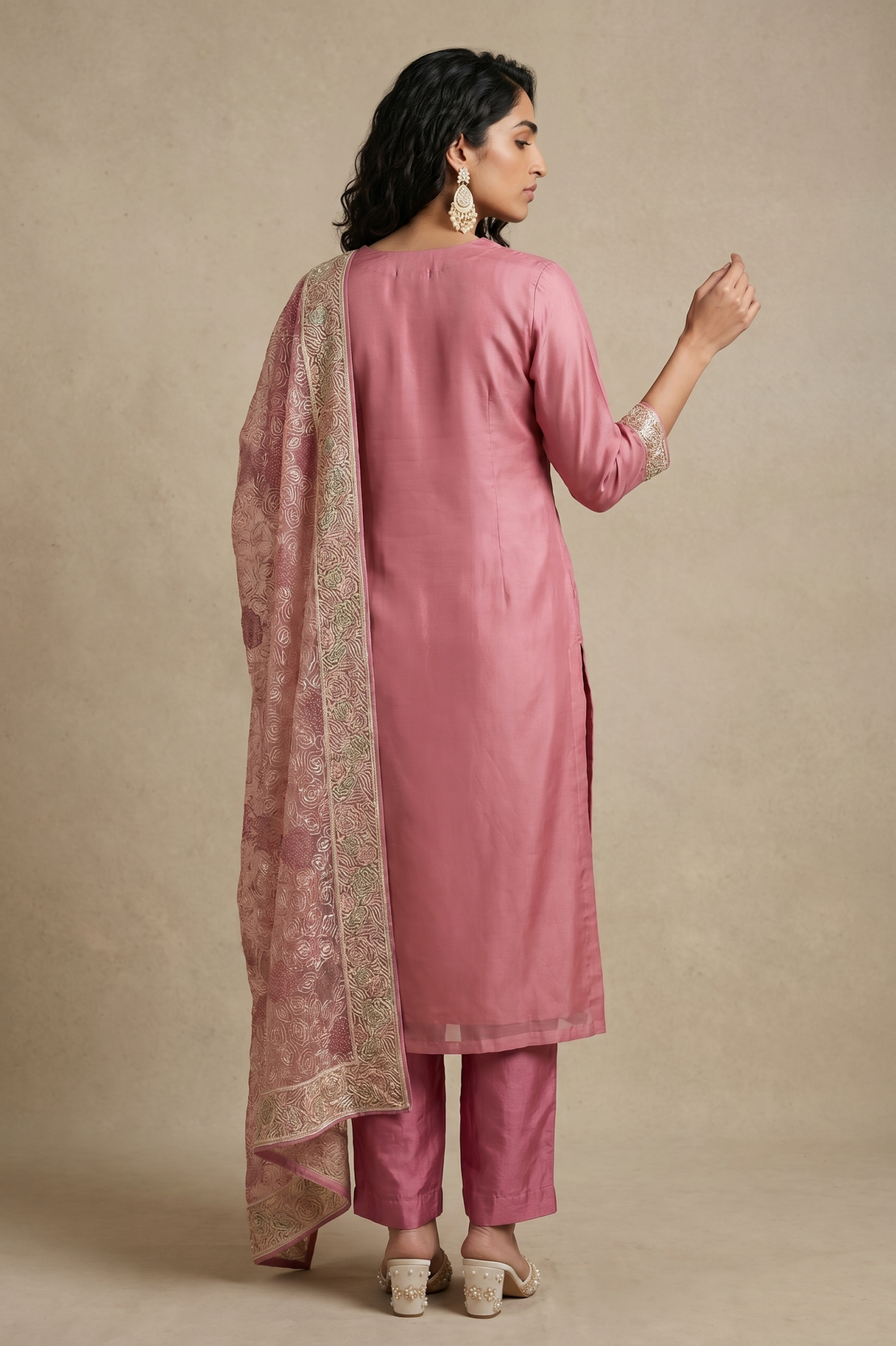 Blush Pink Organza Embroidered Salwar Set