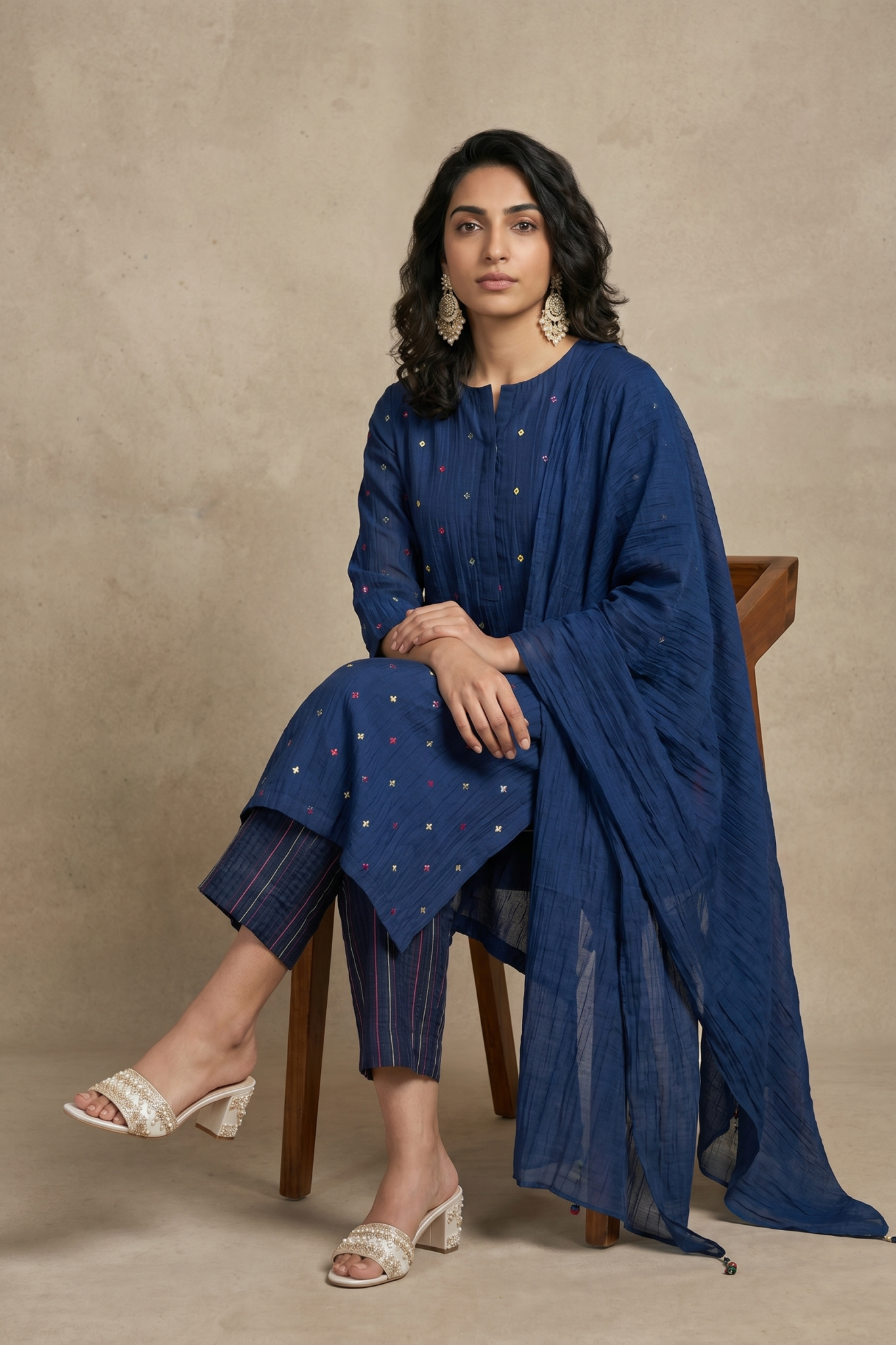 Navy Blue Cotton Salwar Set