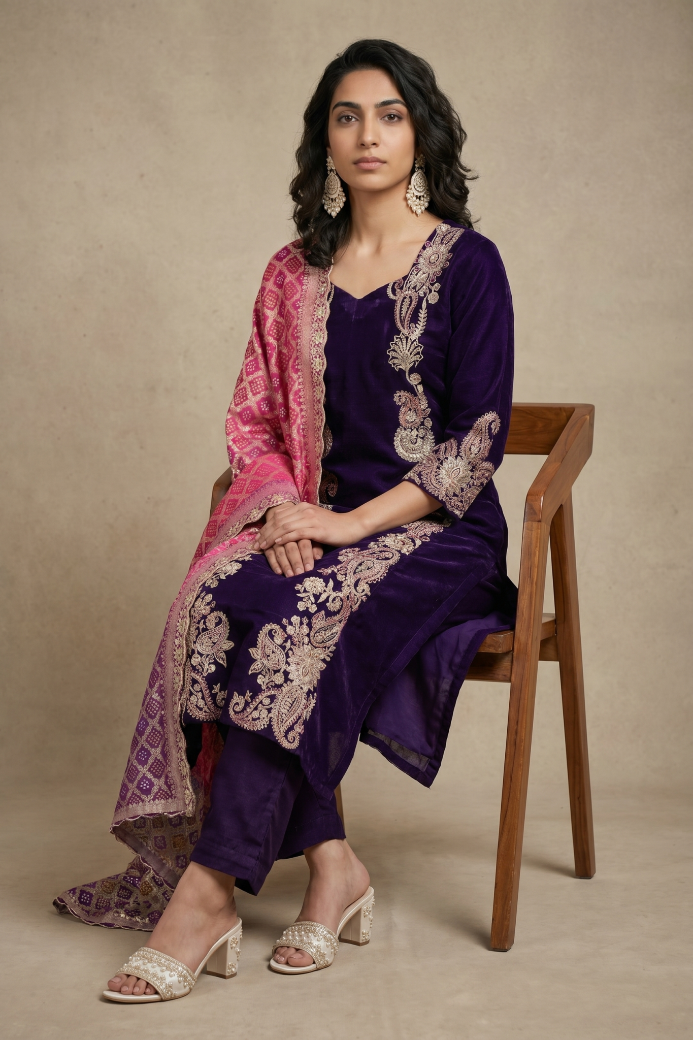 Purple Raw Silk Salwar Set