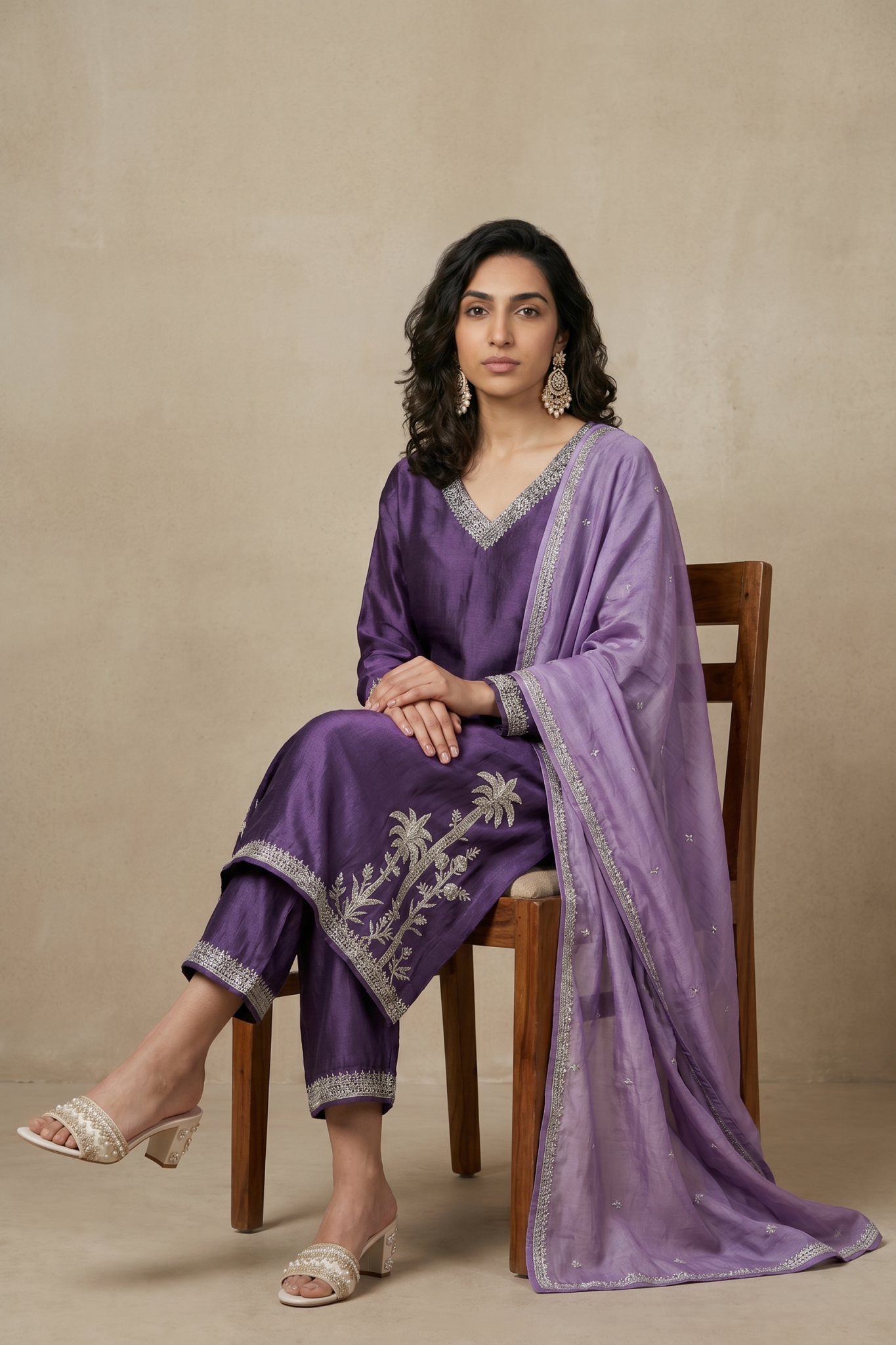 Lavender Purple Raw Silk Salwar Set