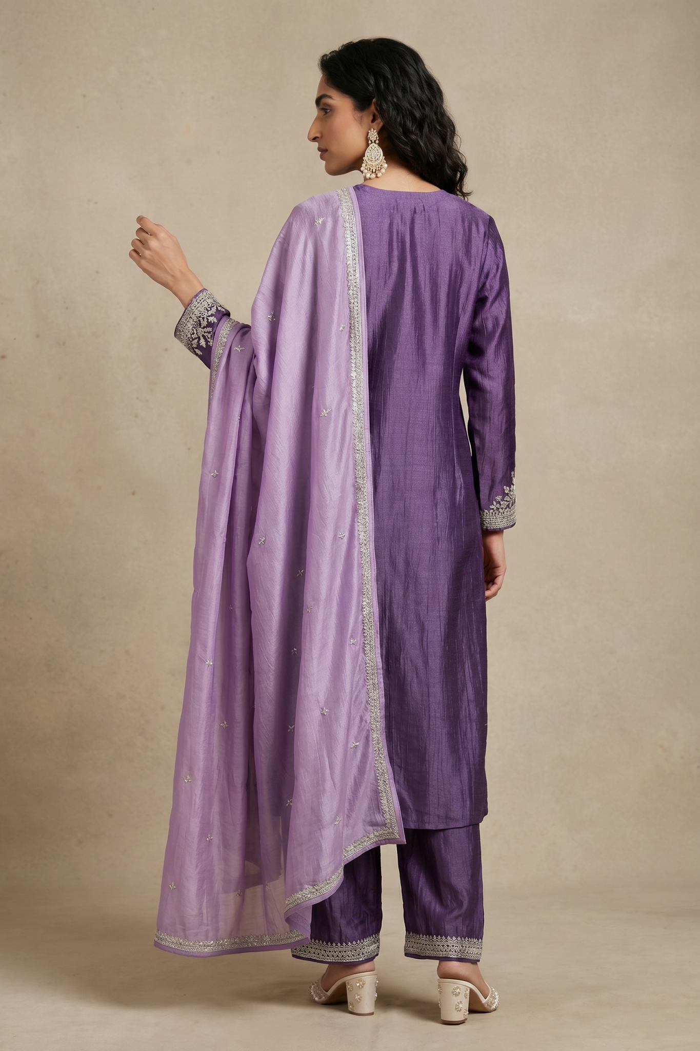 Lavender Purple Raw Silk Salwar Set