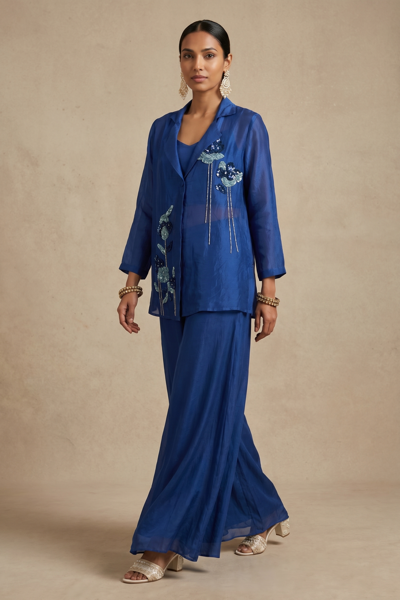 Royal Blue Organza Co-Ord Set