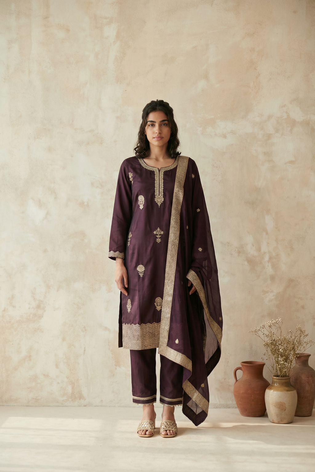 Brown Silk Salwar Suit