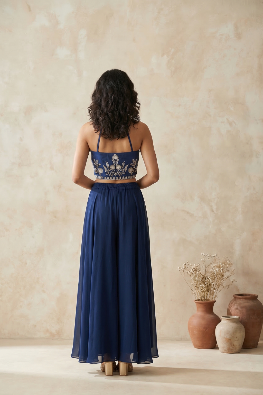 Blue Silk Palazzo Set