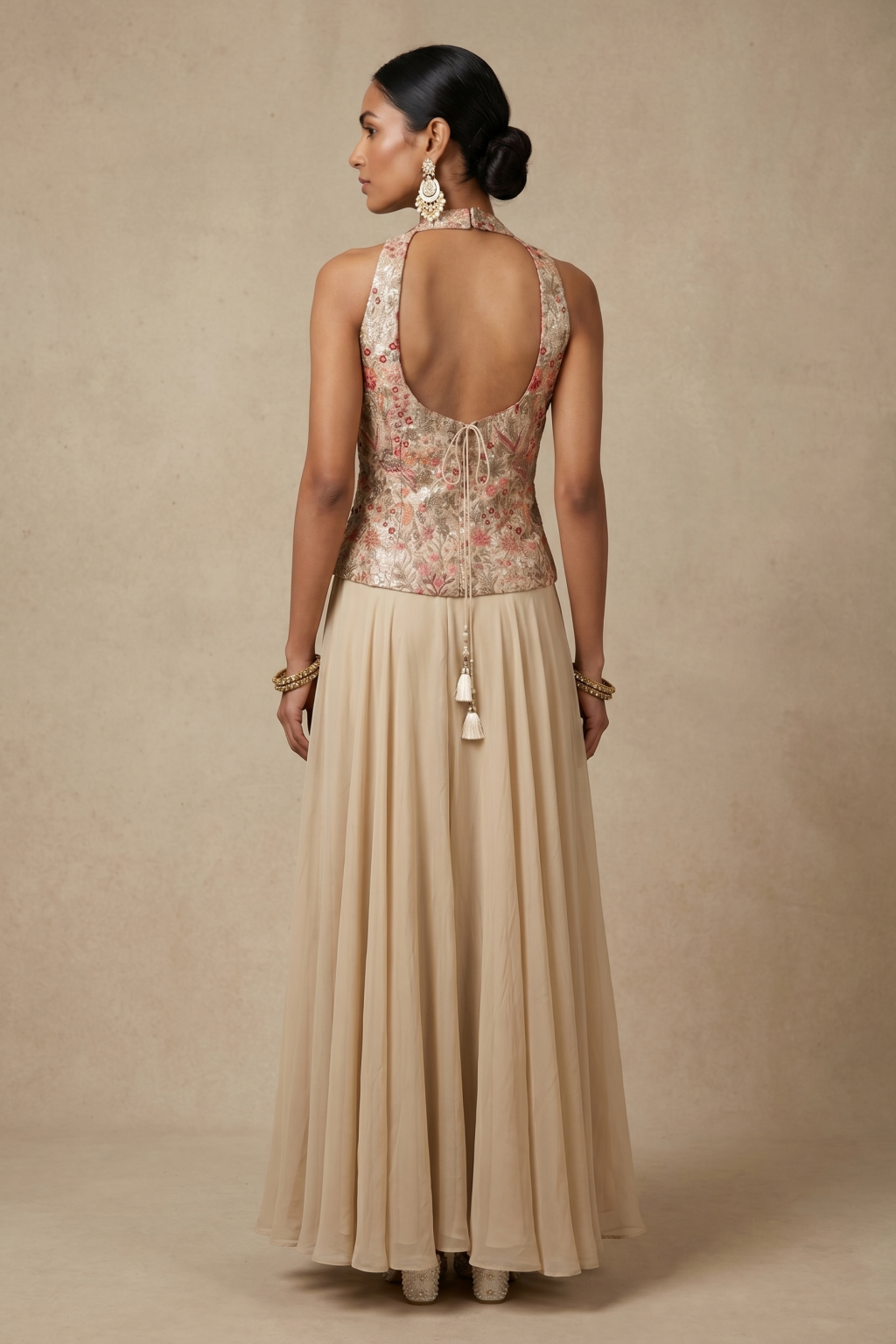 Ivory Embroidered Palazzo Set