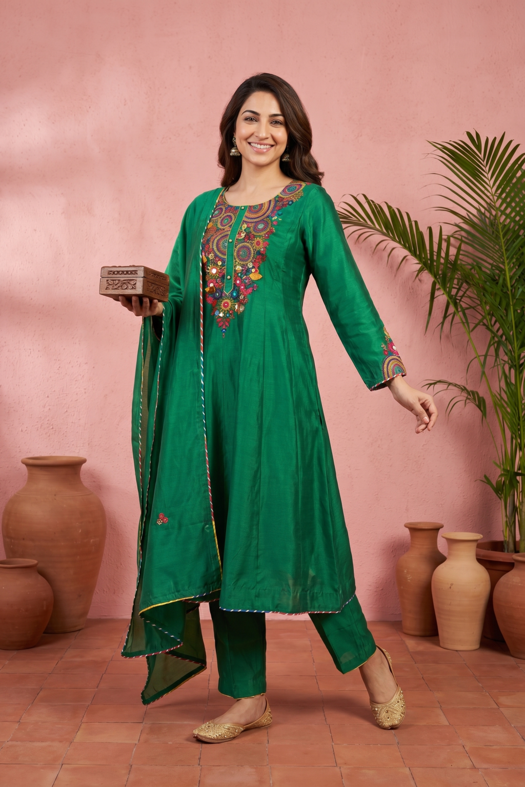 Emerald Green Embroidered Salwar Set