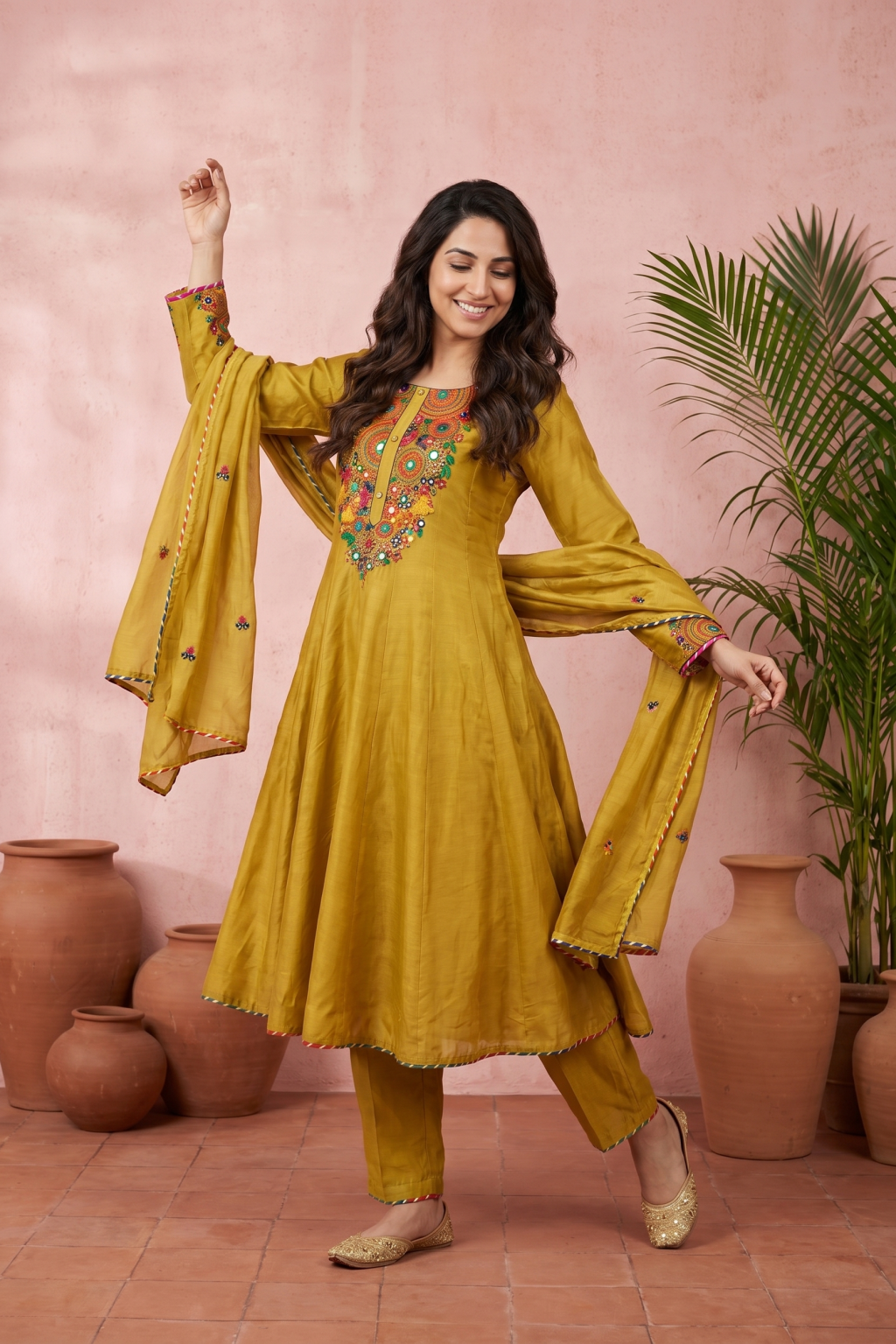 Mustard Yellow Embroidered Salwar Set