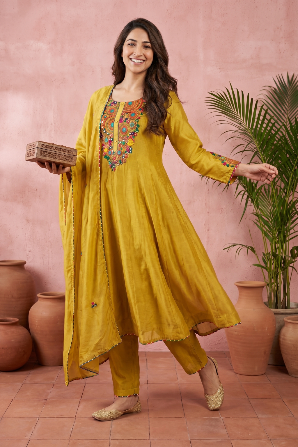 Mustard Yellow Embroidered Salwar Set