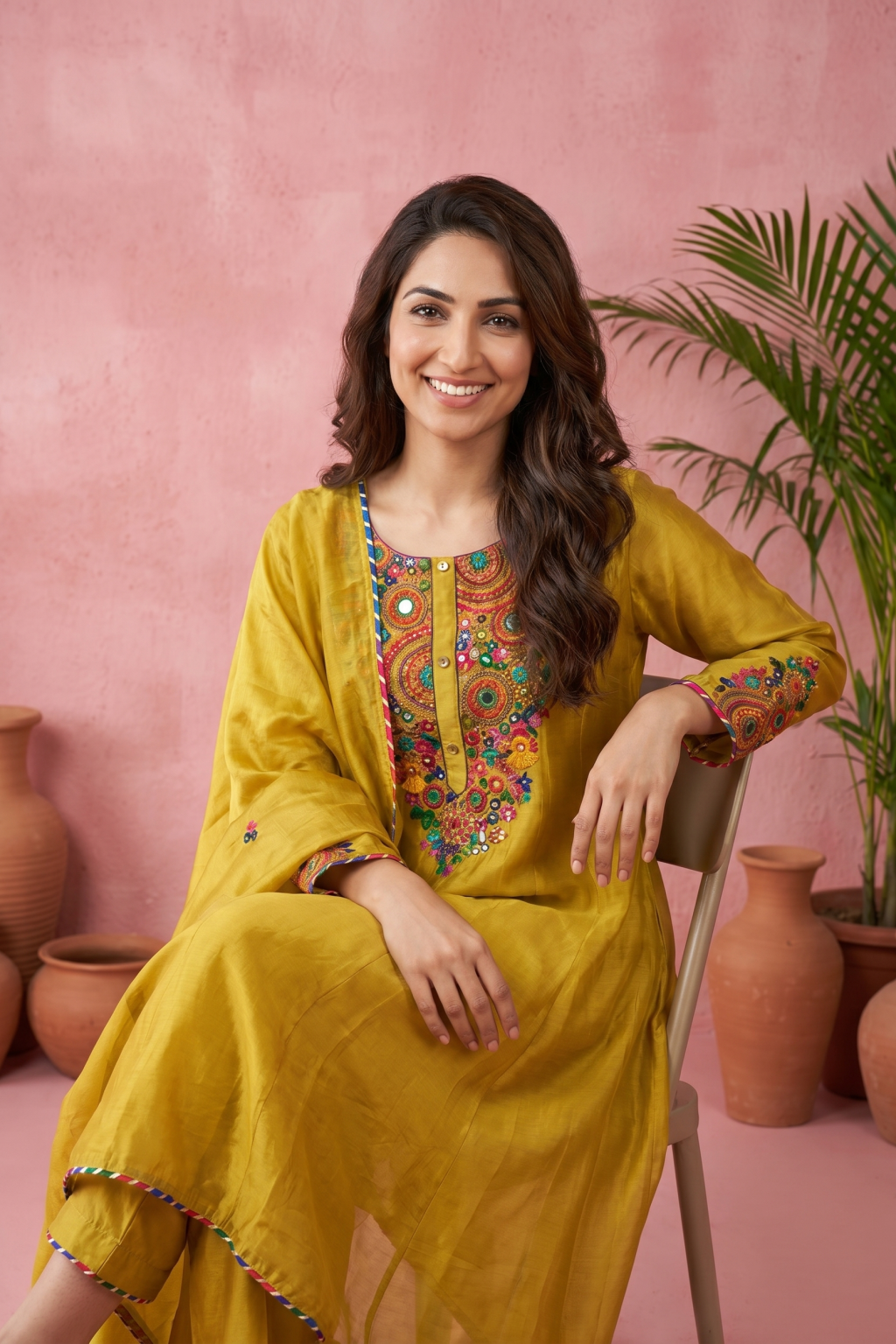Mustard Yellow Embroidered Salwar Set
