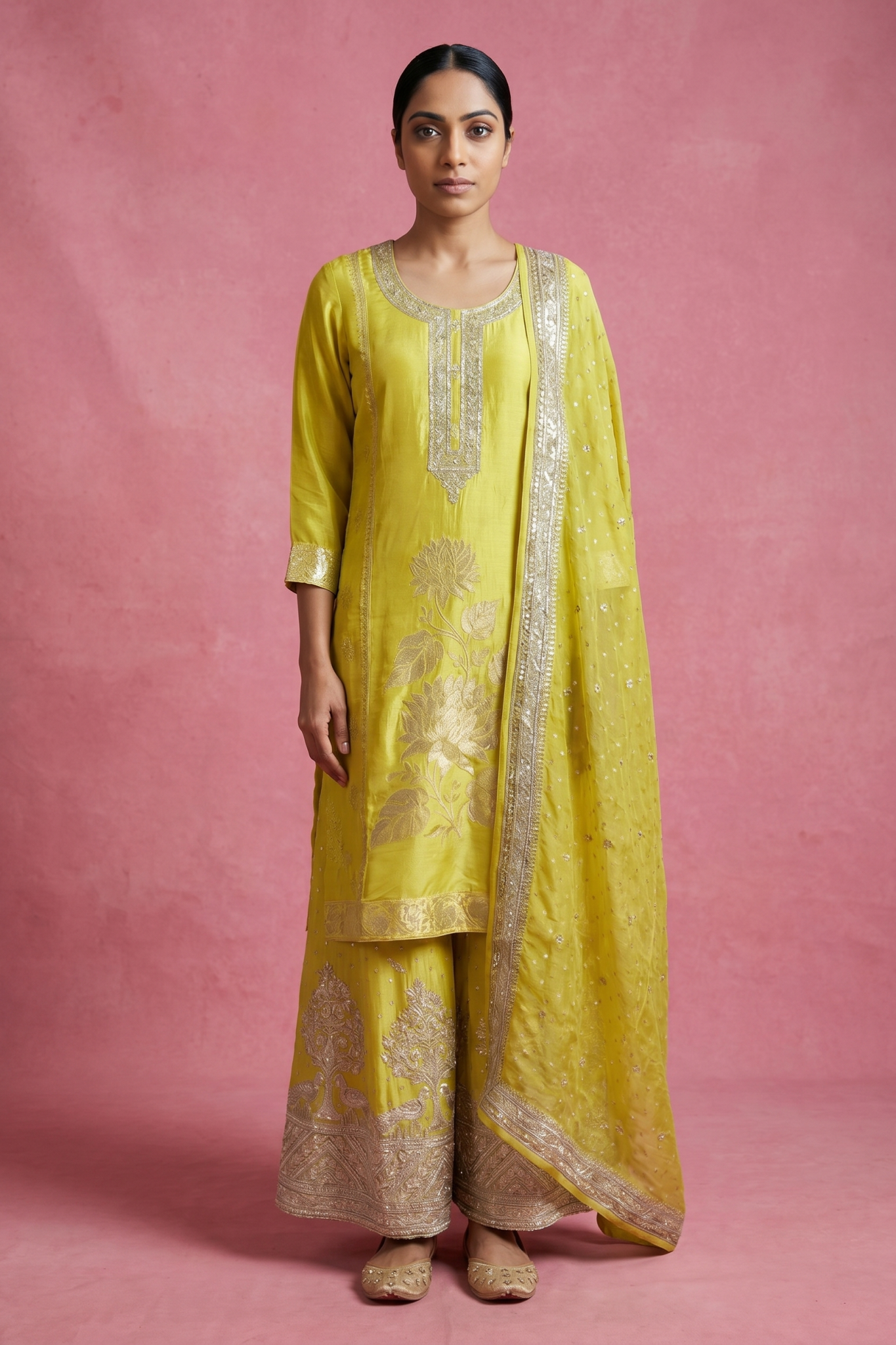 Sunshine Yellow Banarasi Sharara Set