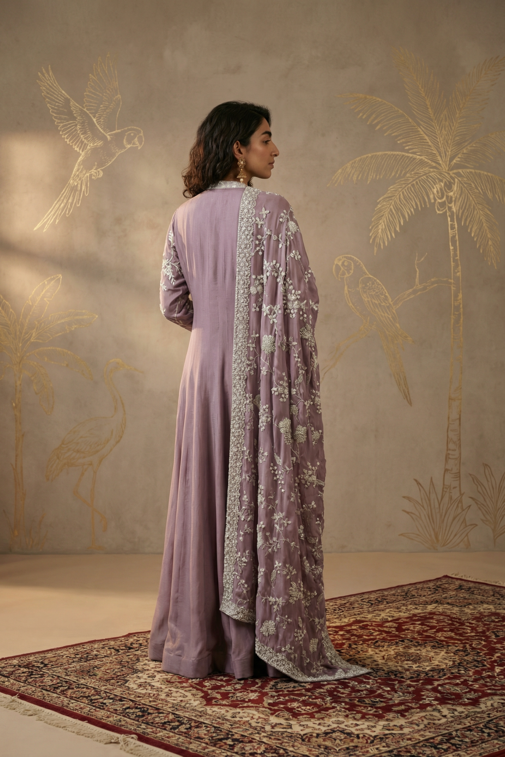 Lilac Crepe Anarkali Suit
