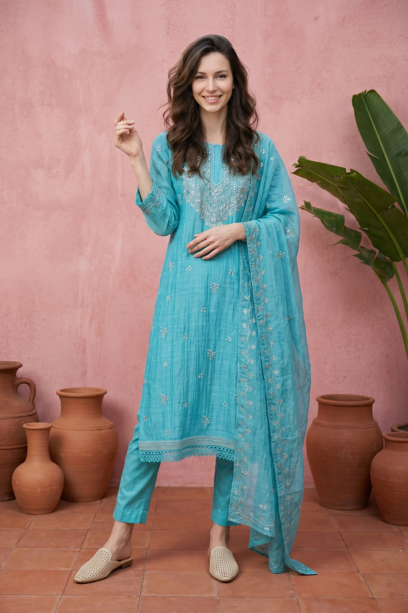Aqua Blue Salwar Set
