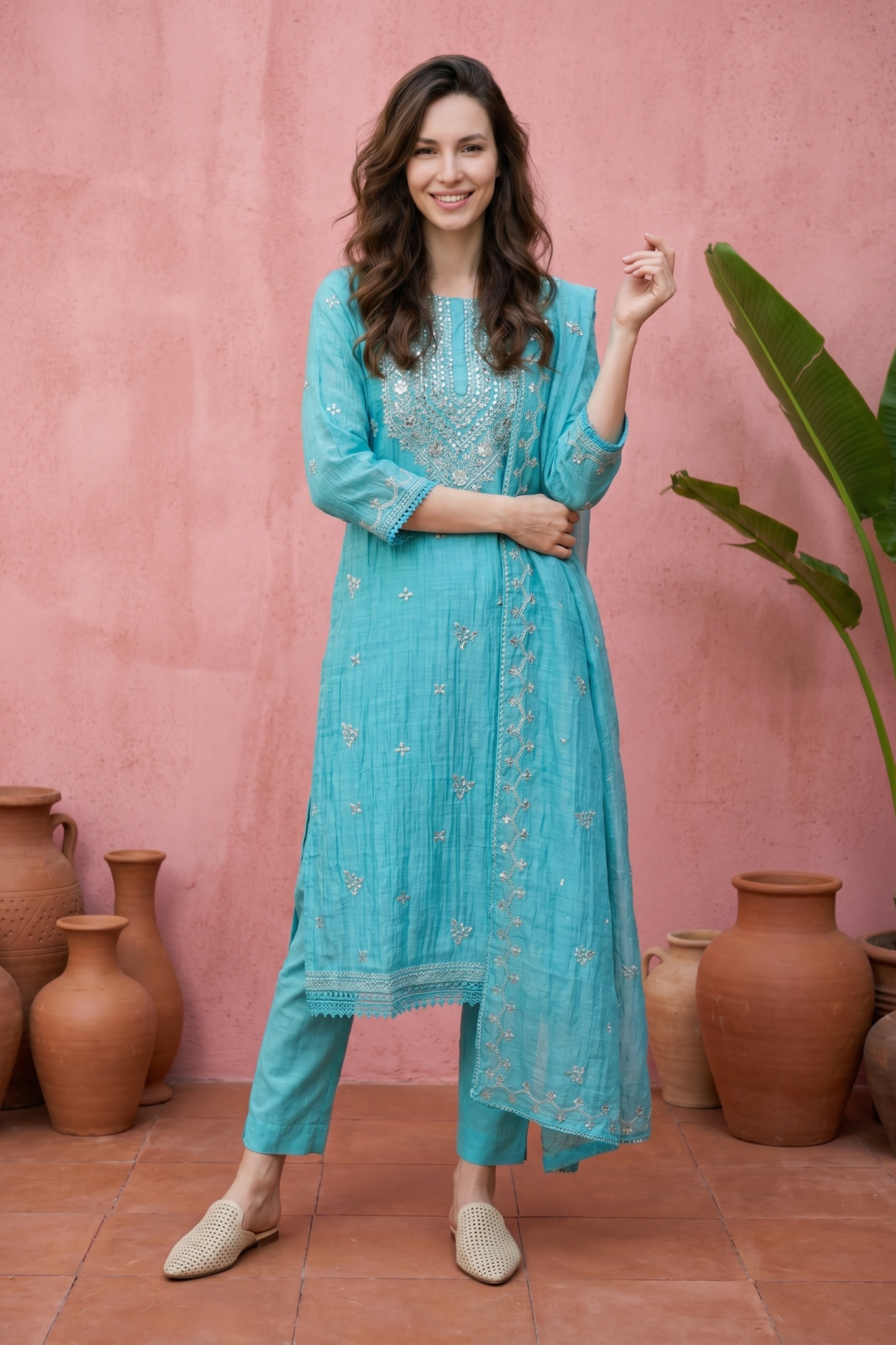 Aqua Blue Salwar Set