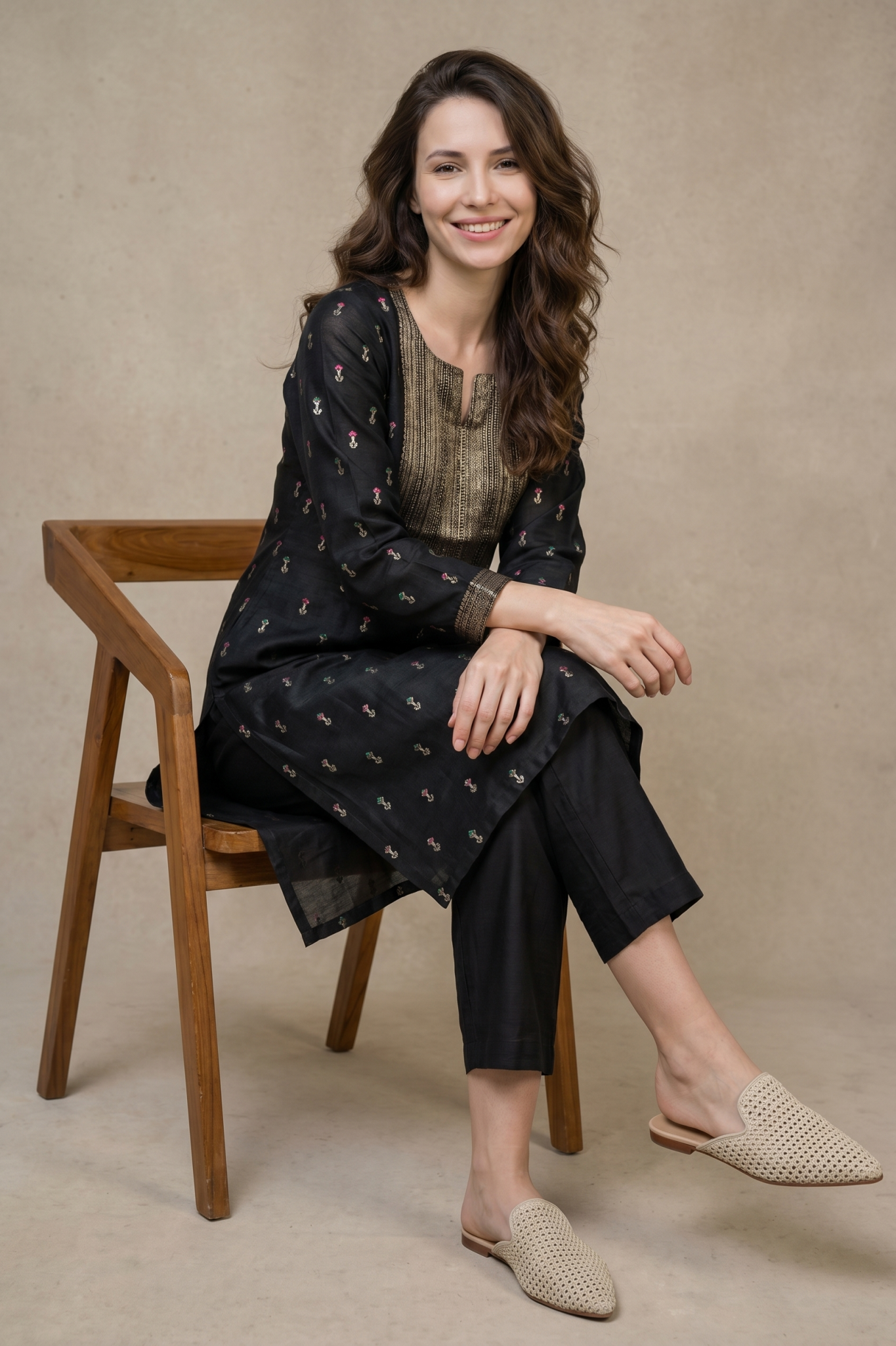 Black Silk Kurta Set