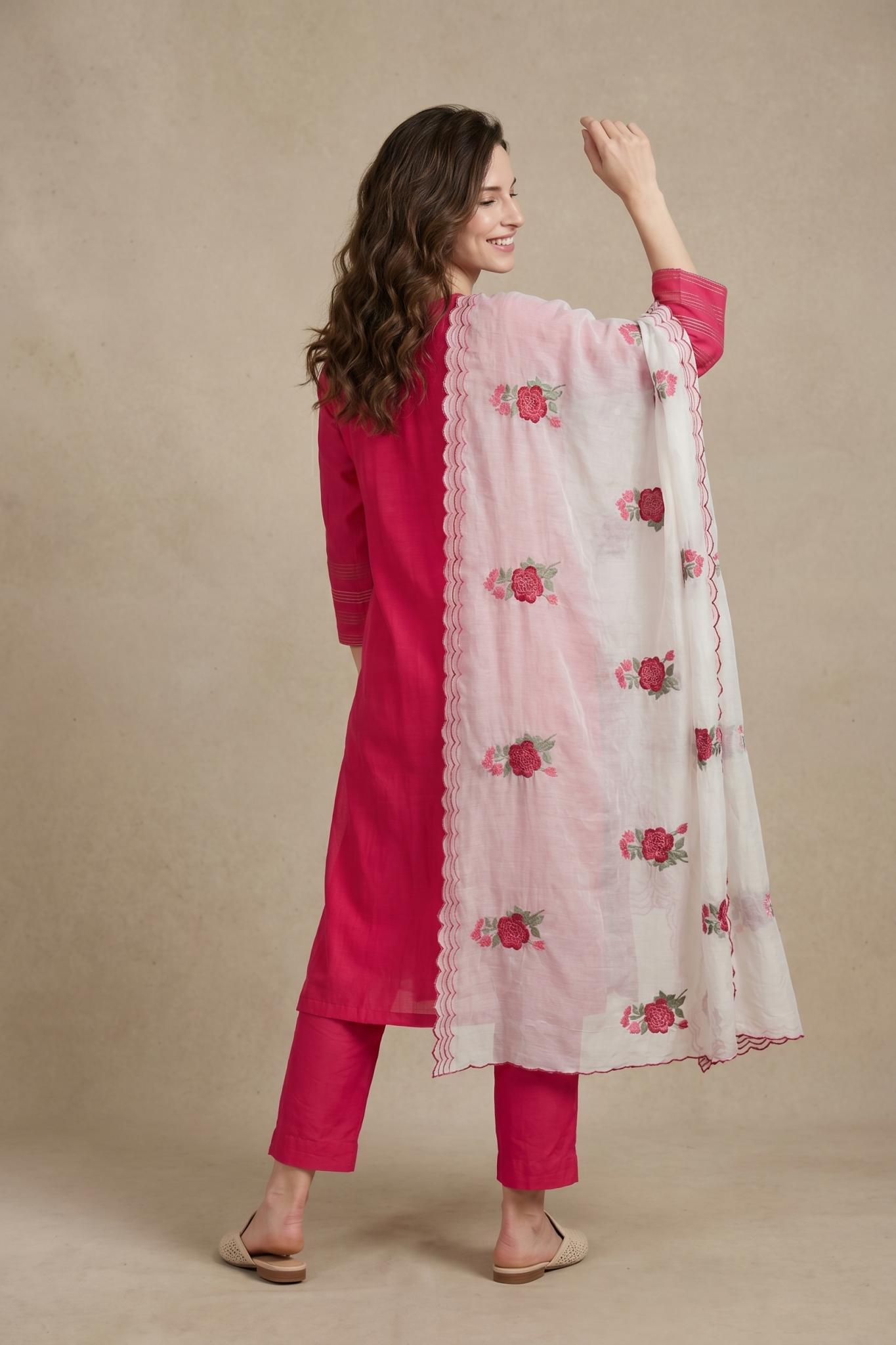 Fuchsia Pink Embroidered Salwar Set