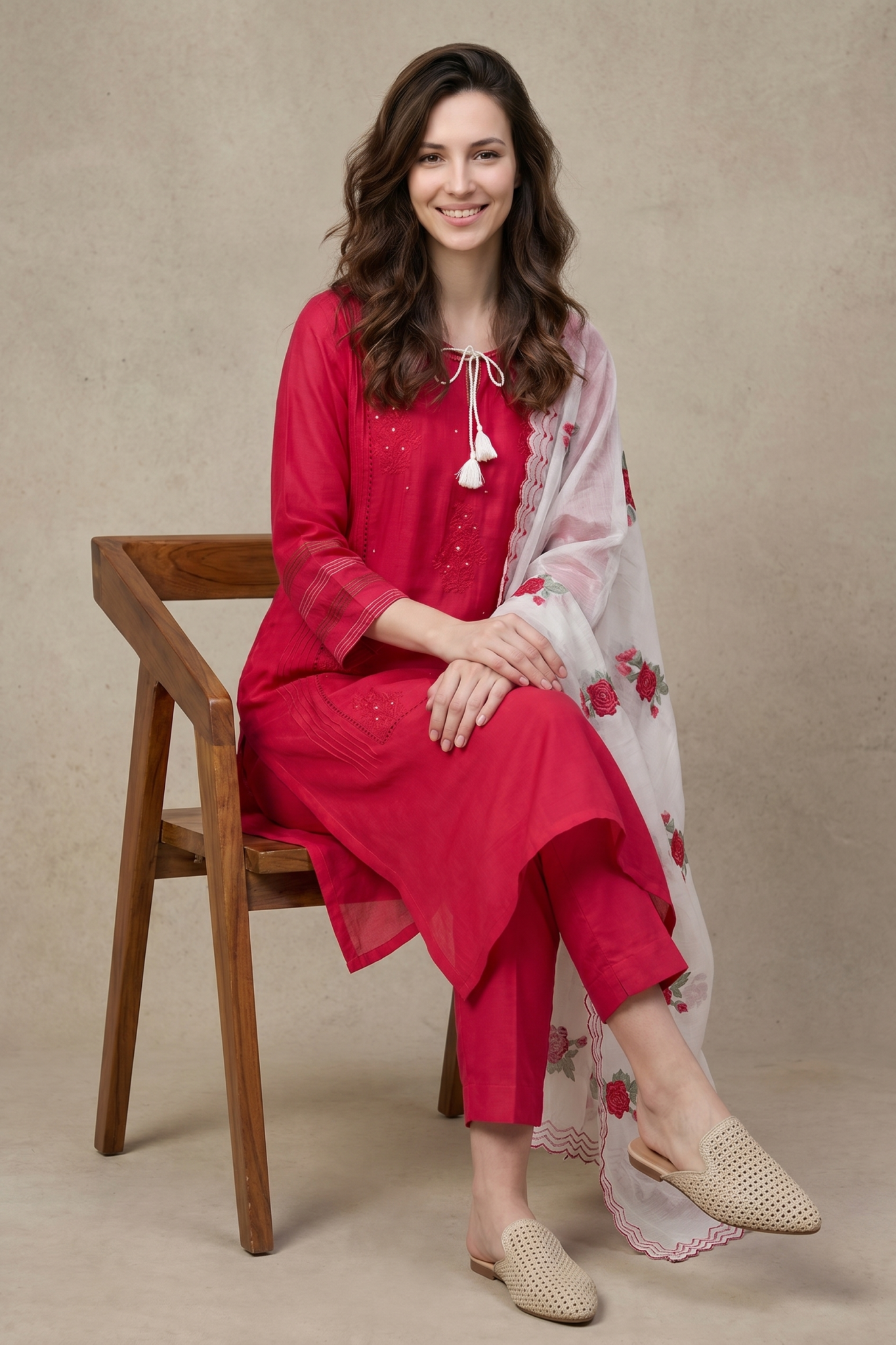 Fuchsia Pink Embroidered Salwar Set