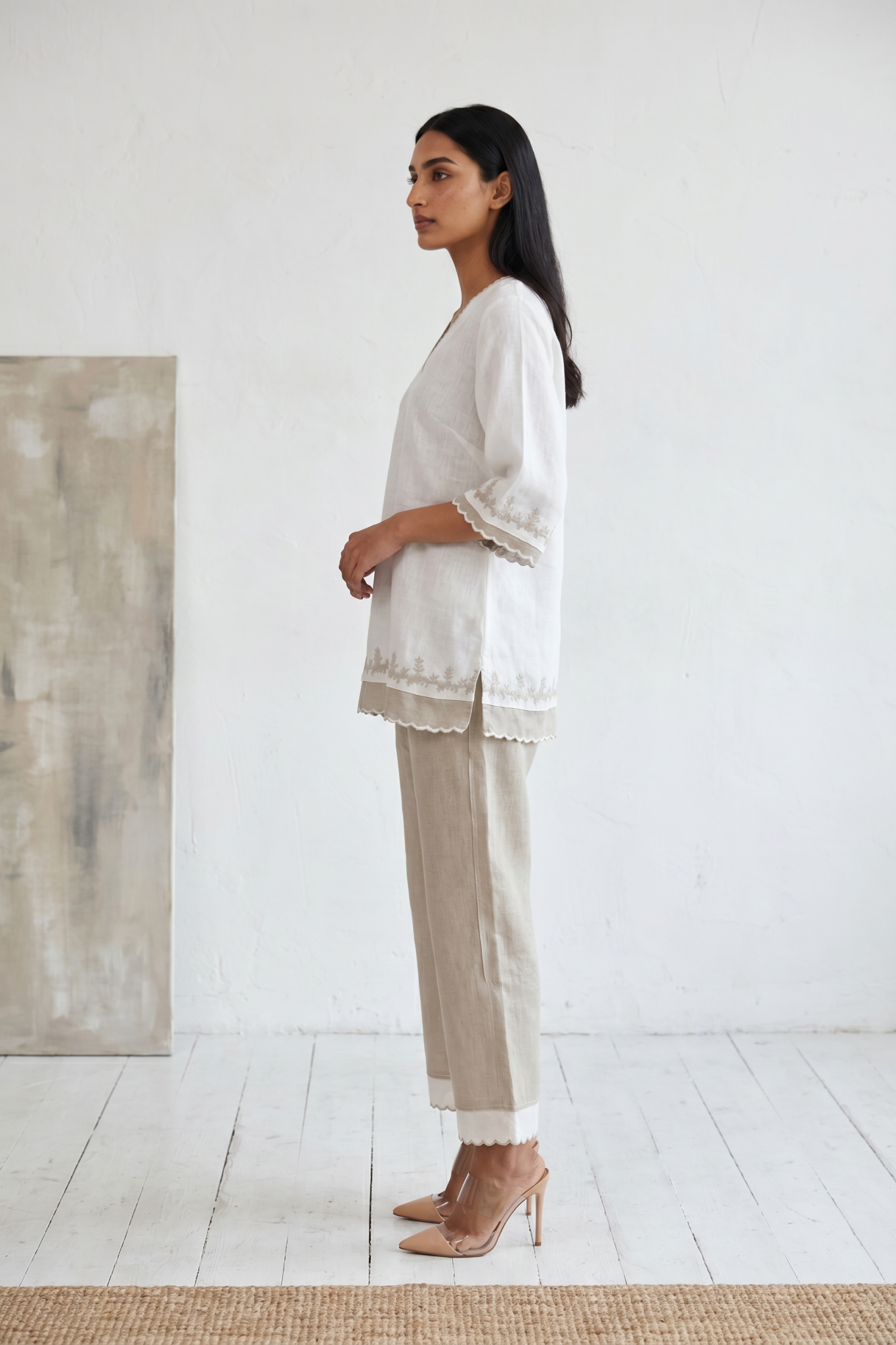 Ivory and Beige Linen Co-ord Set