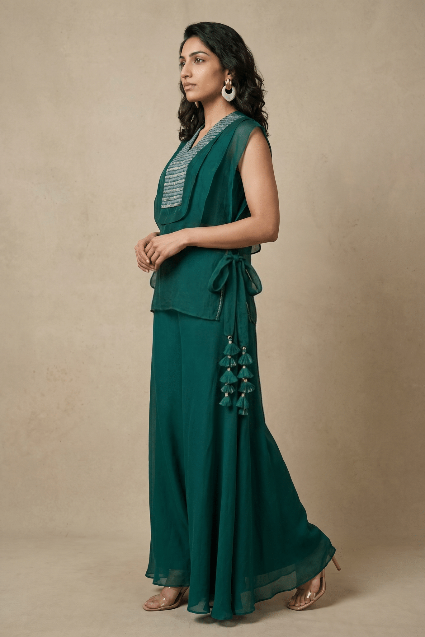 Emerald Green Indo-Western Co-Ord Set