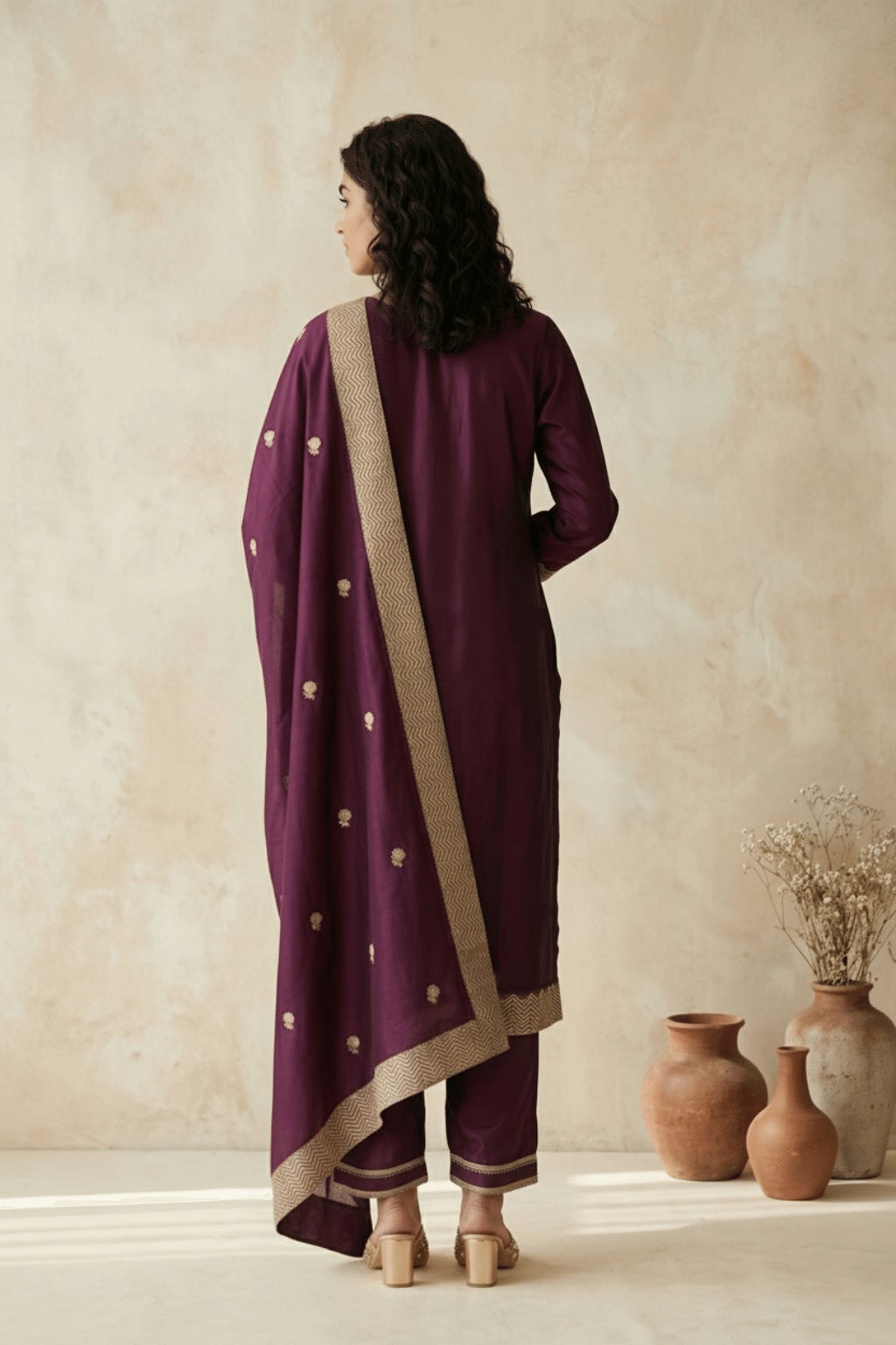 Maroon Silk Salwar Set