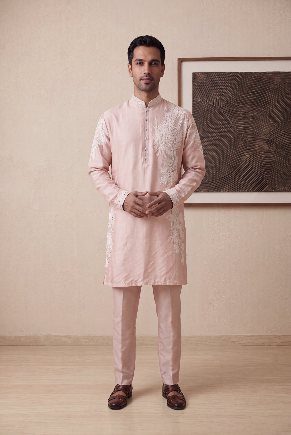 Peach Raw Silk Kurta Pant Set