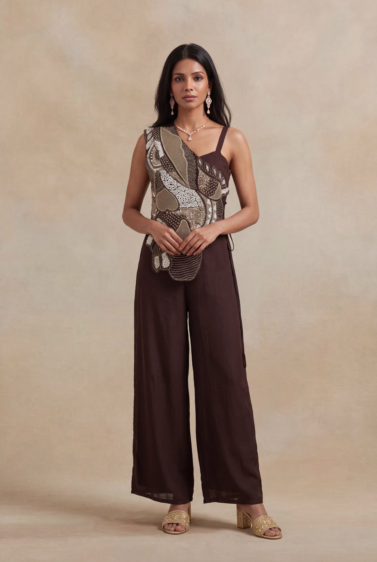 Chocolate Brown Crepe Jumpsuit