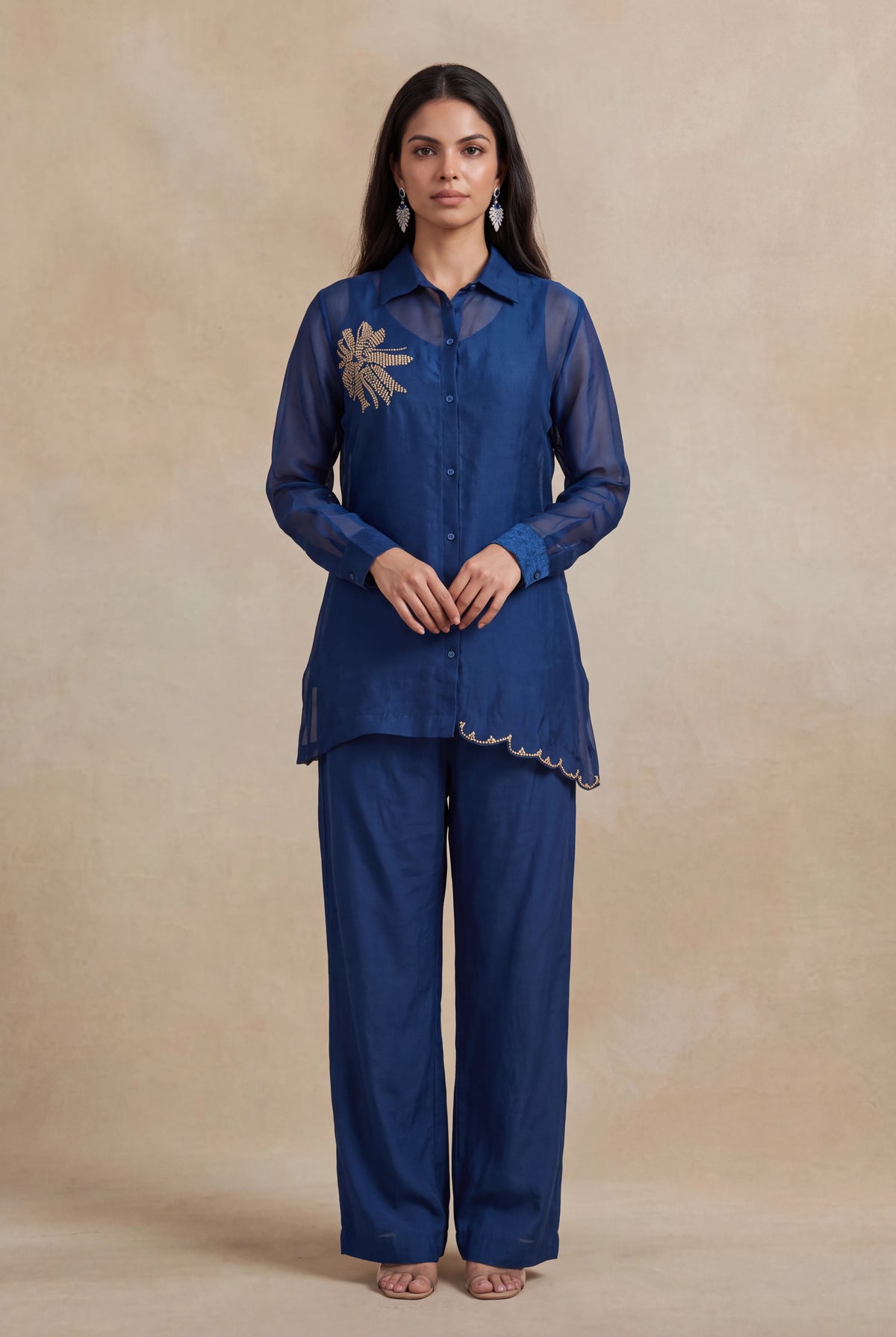 Royal Blue Organza Co-ord Set