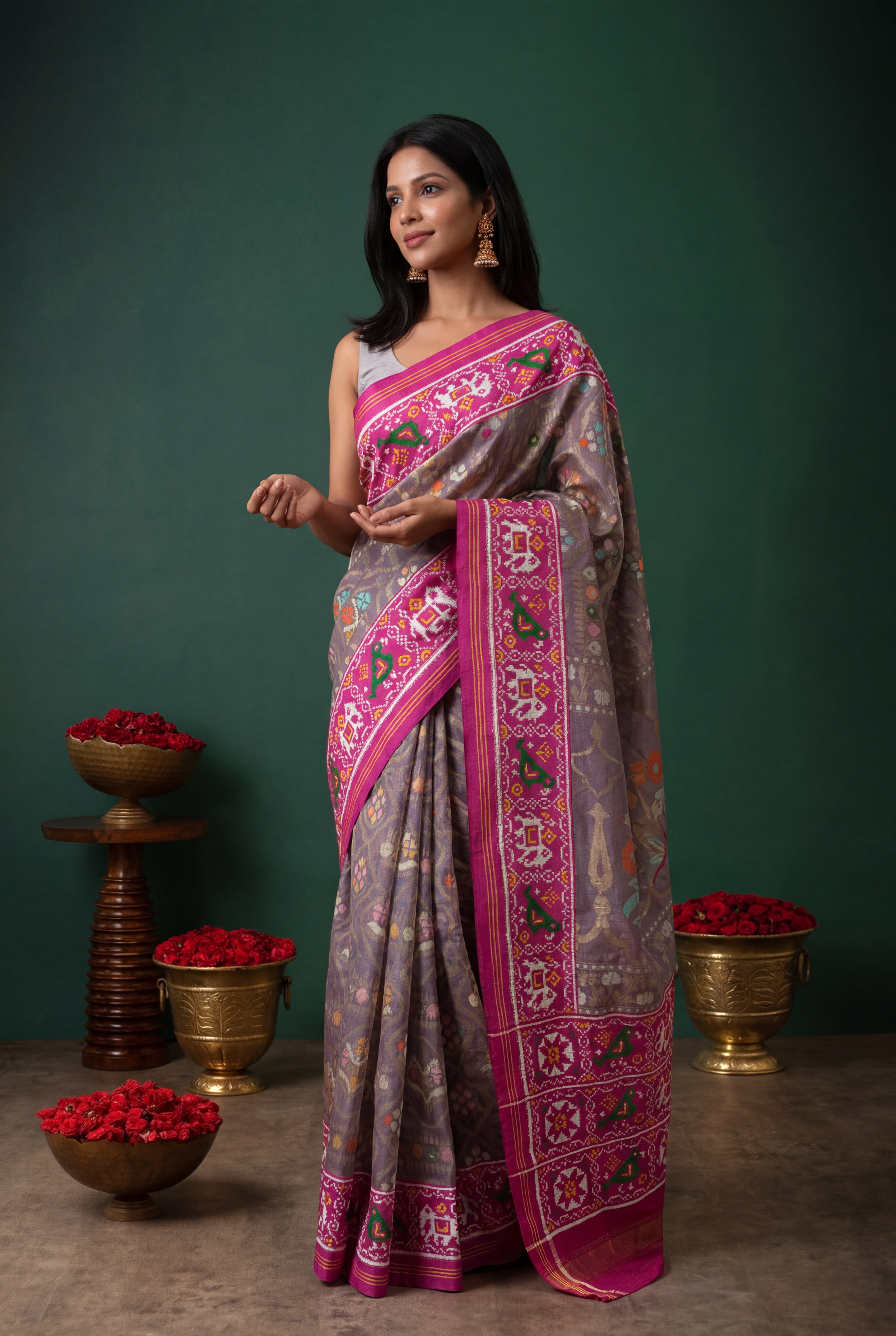 Lavender Kora Silk Saree