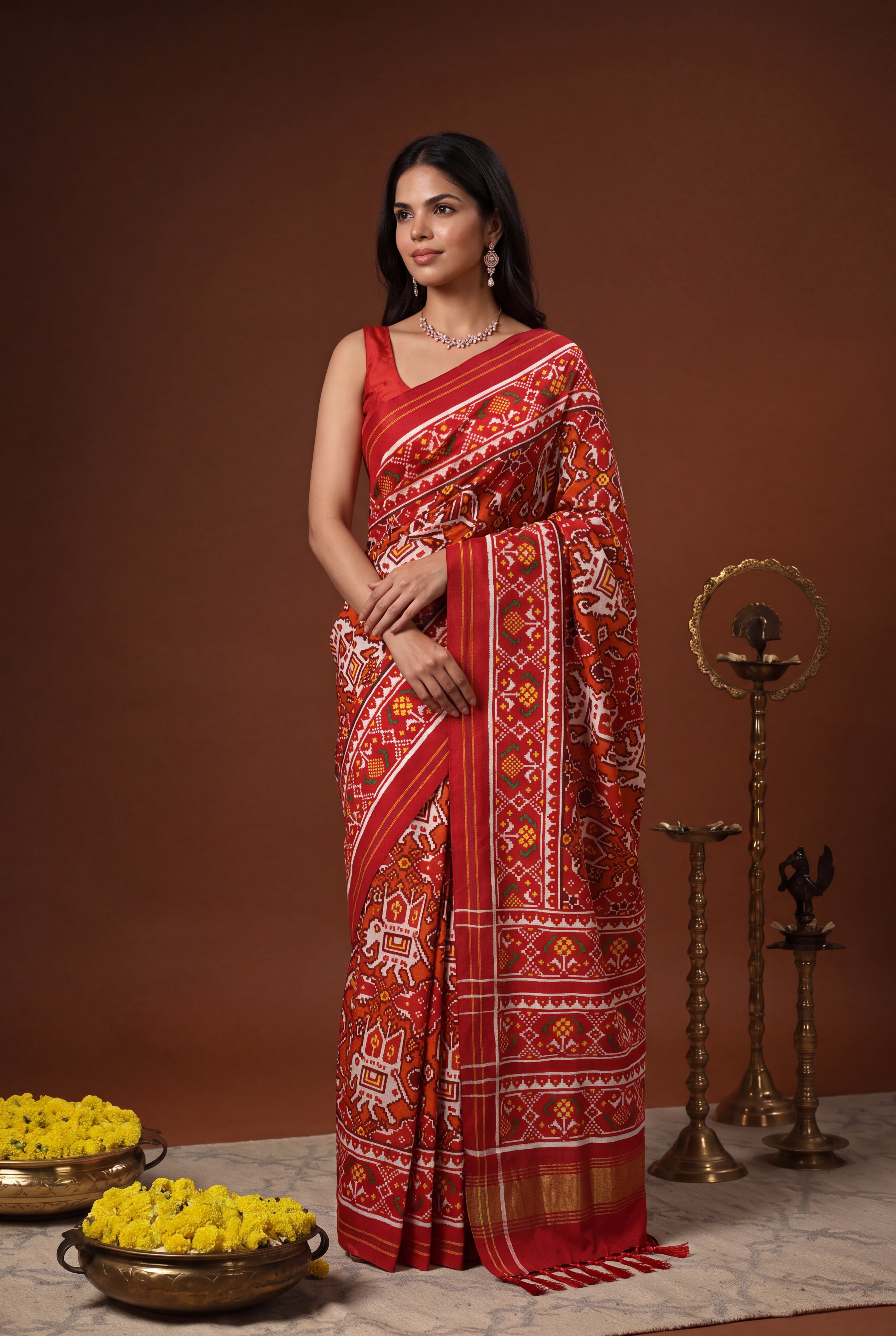 Orange Pattan Patola Silk Saree