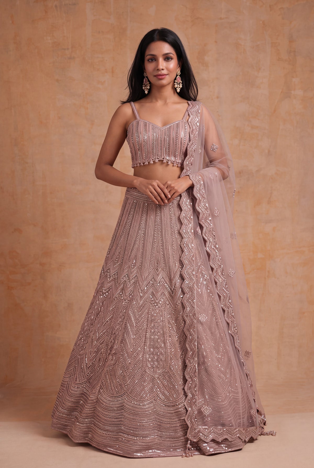 Dusty Rose Embellished Lehenga